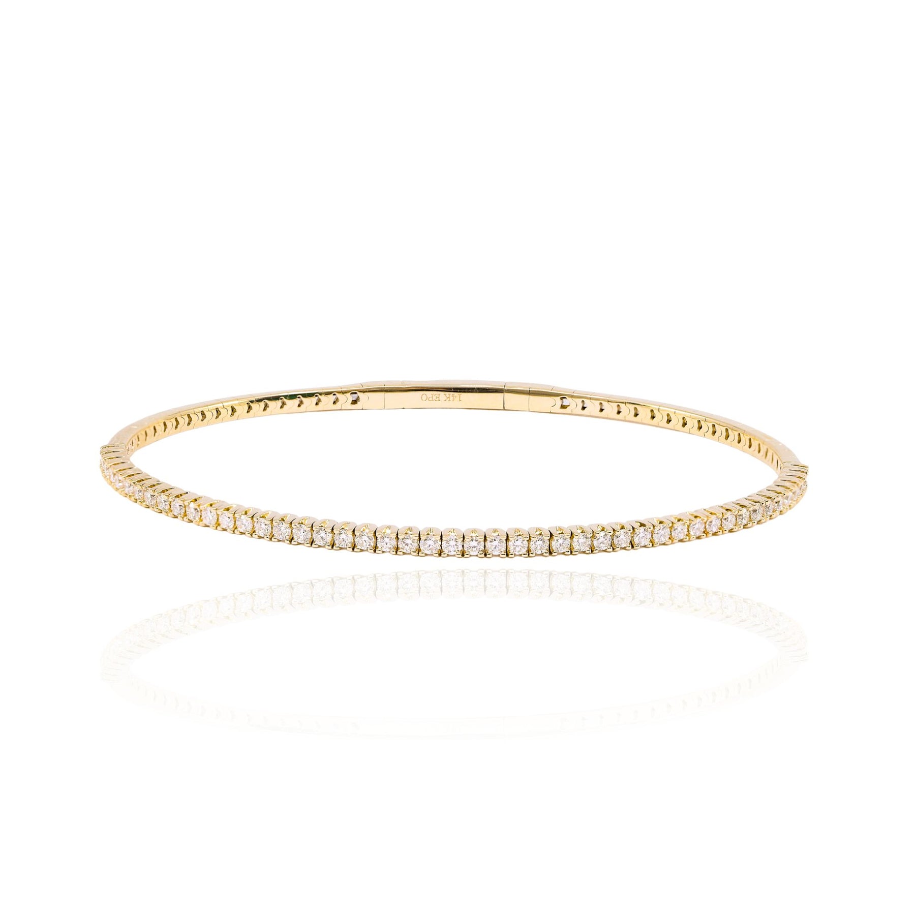 14K YELLOW GOLD FLEXIBLE DIAMOND BANGLE BRACELET 0.90CTW