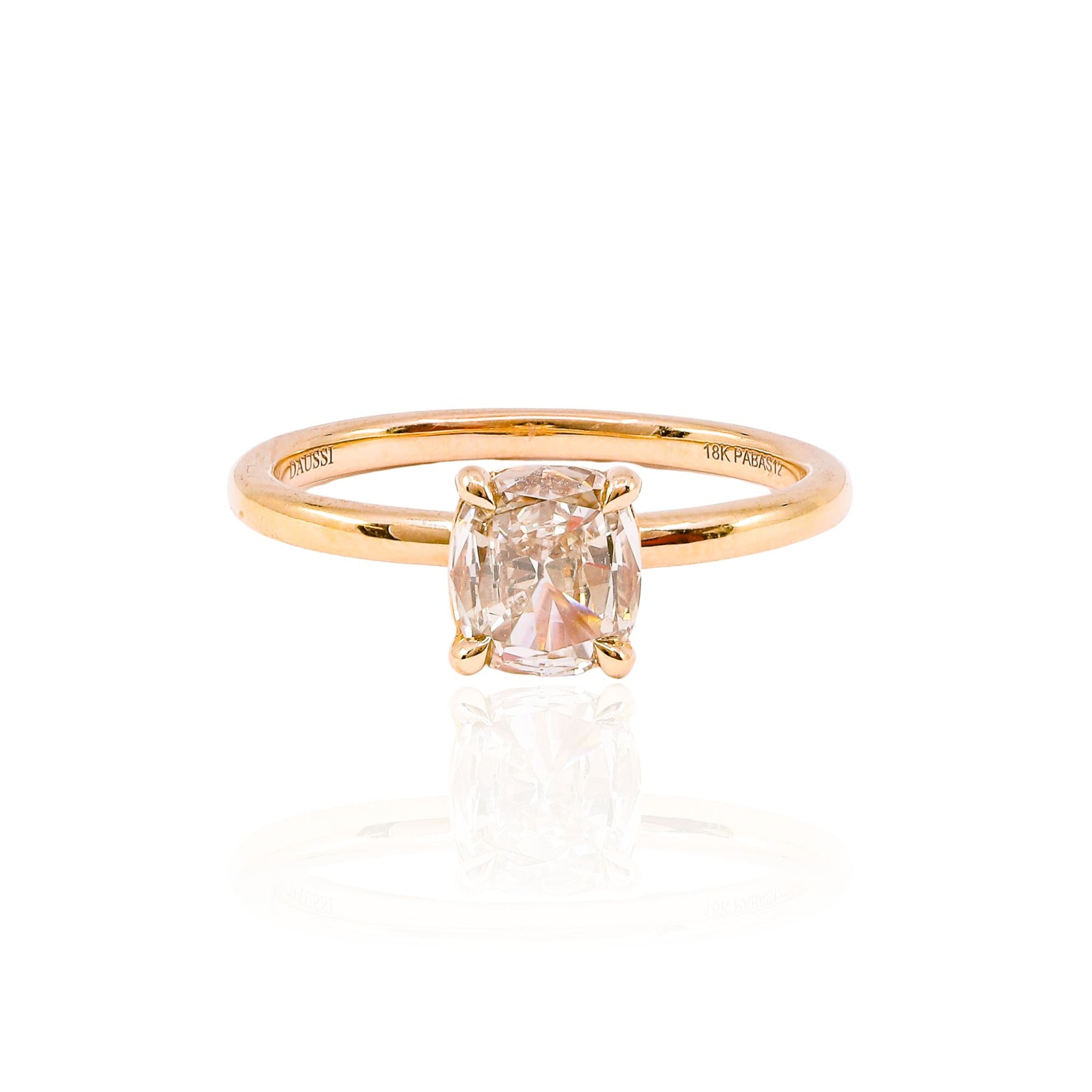 HENRI DAUSSI 18K ROSE GOLD CHAMPAGNE DIAMOND SOLITAIRE ENGAGEMENT RING 0.80CT