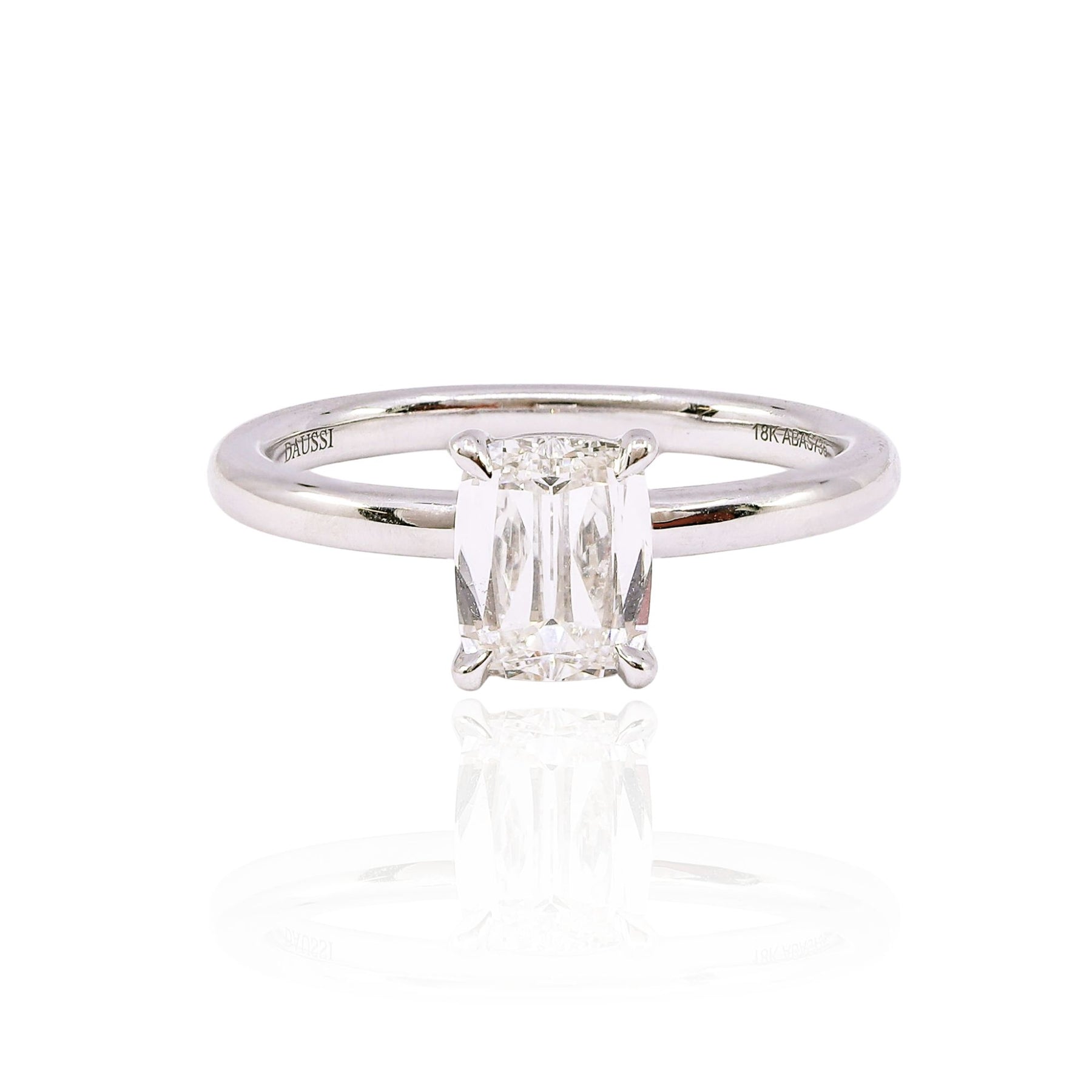 HENRI DAUSSI 18K WHITE GOLD 1.01CT CUSHION DIAMOND SOLITAIRE ENGAGEMENT RING