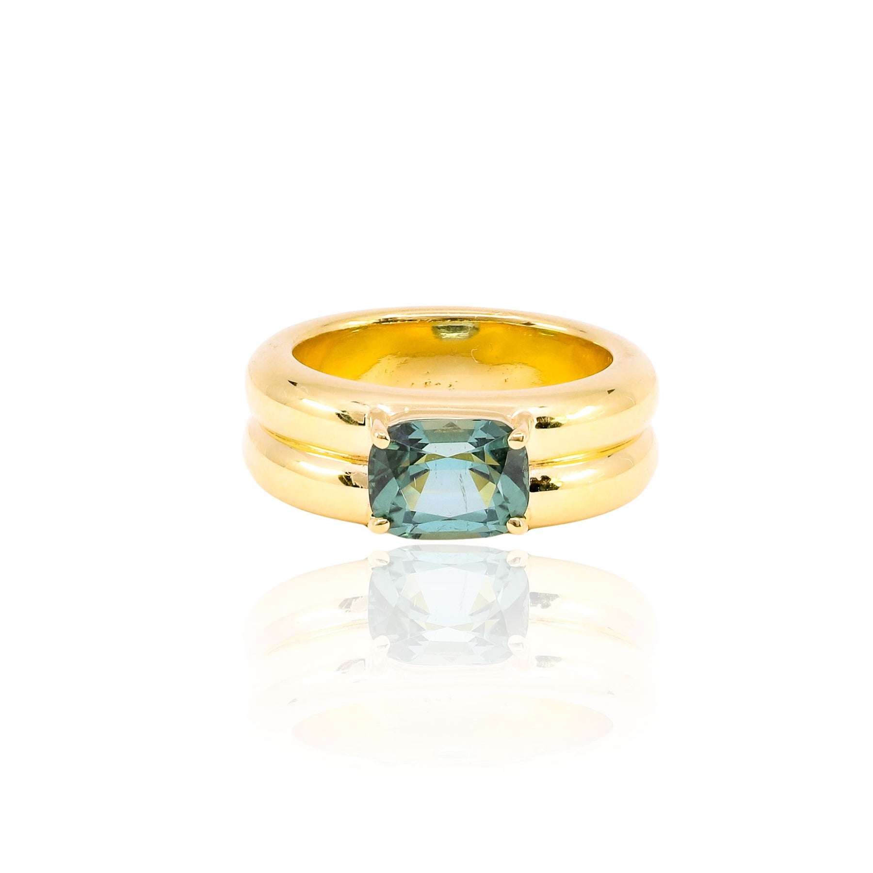 JADE RUZZO 18K YELLOW GOLD BLUE LAGOON TOURMALINE RING