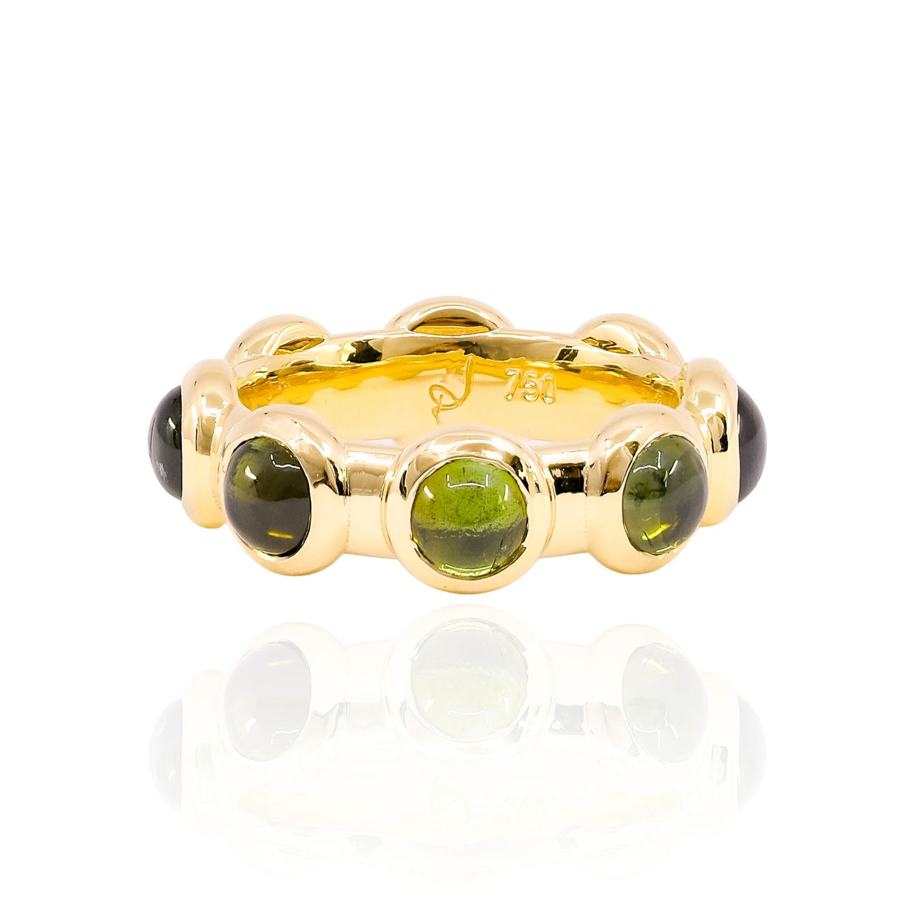 JADE RUZZO 18K YELLOW GOLD GREEN TOURMALINE GEMSTONE RING