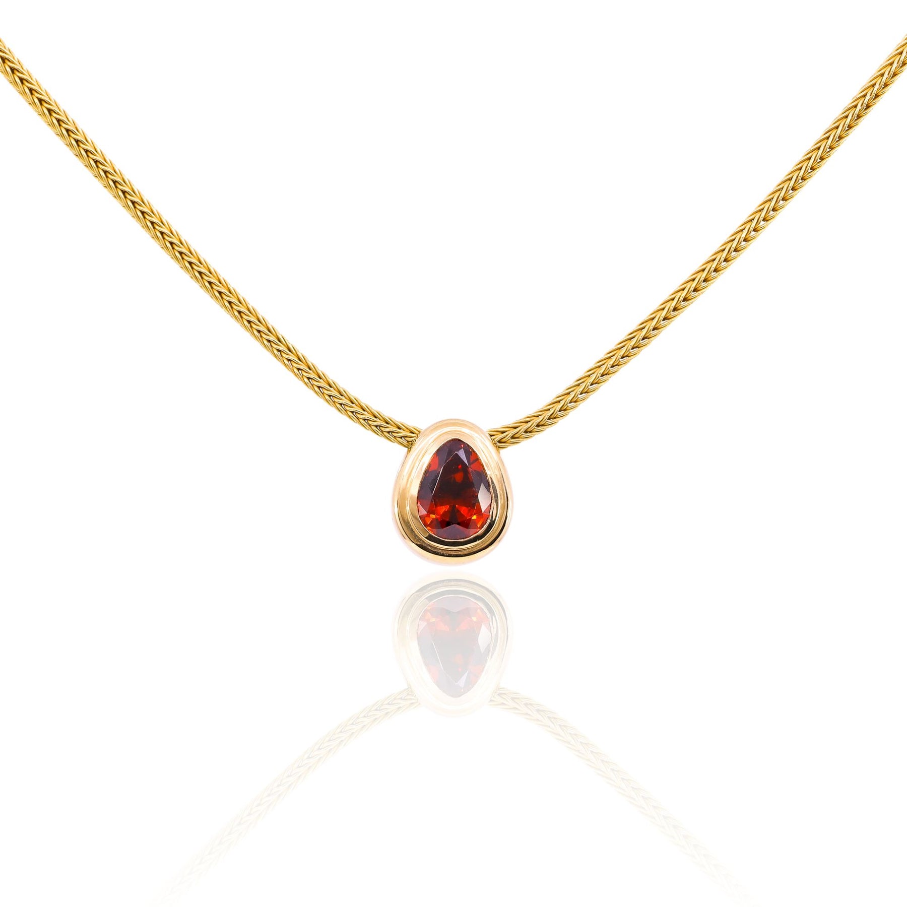 JADE RUZZO 18K YELLOW GOLD 16-INCH TEARDROP GARNET JOSEPHINE NECKLACE