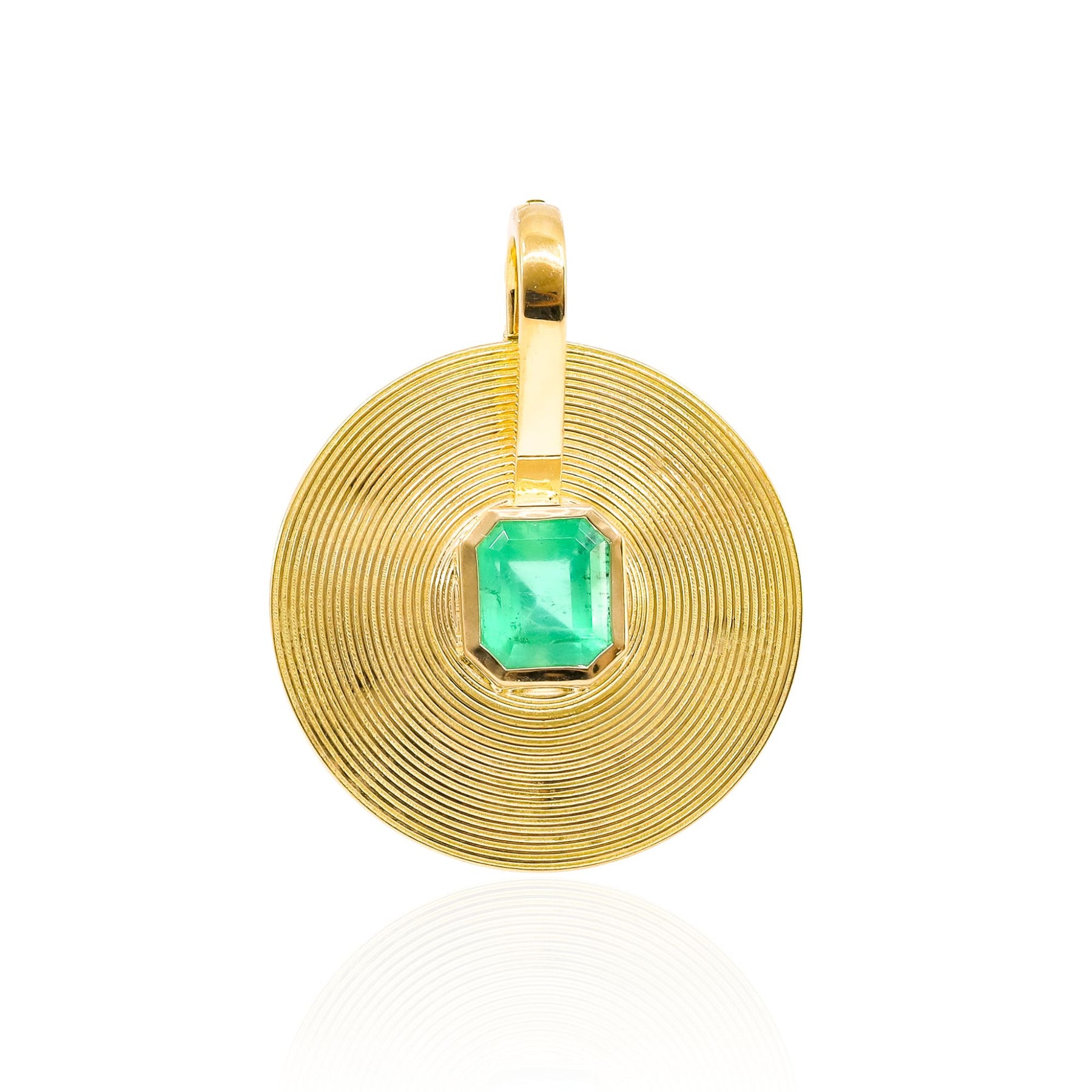 JADE RUZZO 18K YELLOW GOLD EMERALD CYMBAL PENDANT