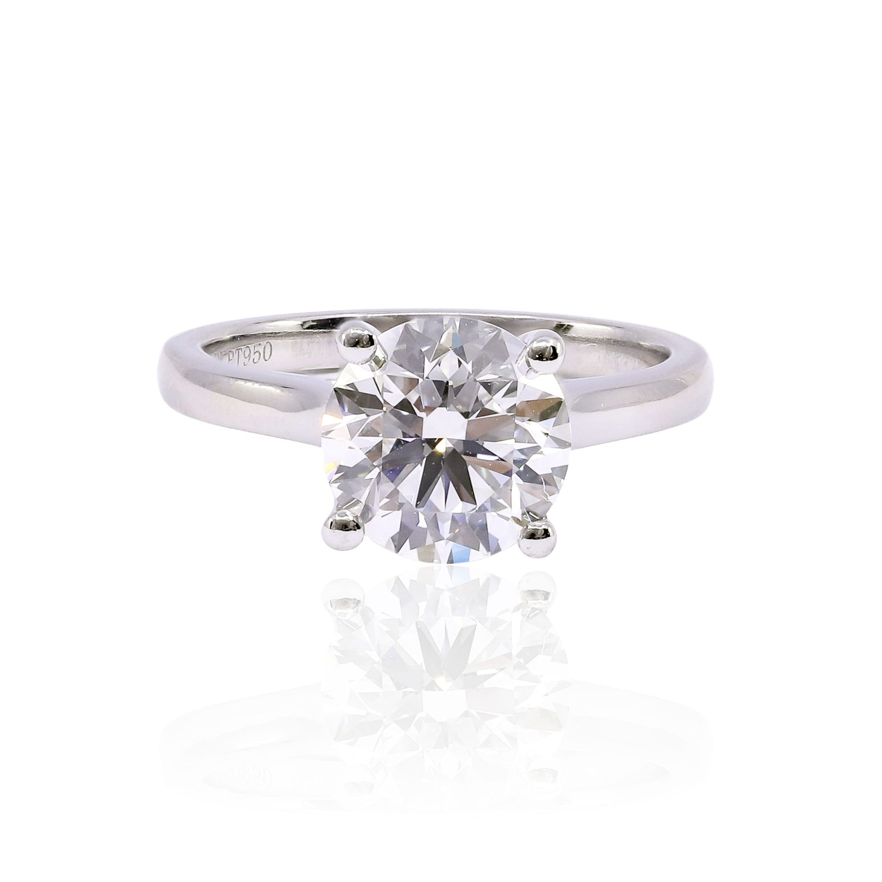 PLATINUM 2.71CT ROUND BRILLIANT DIAMOND SOLITAIRE ENGAGEMENT RING WITH HIDDEN HALO