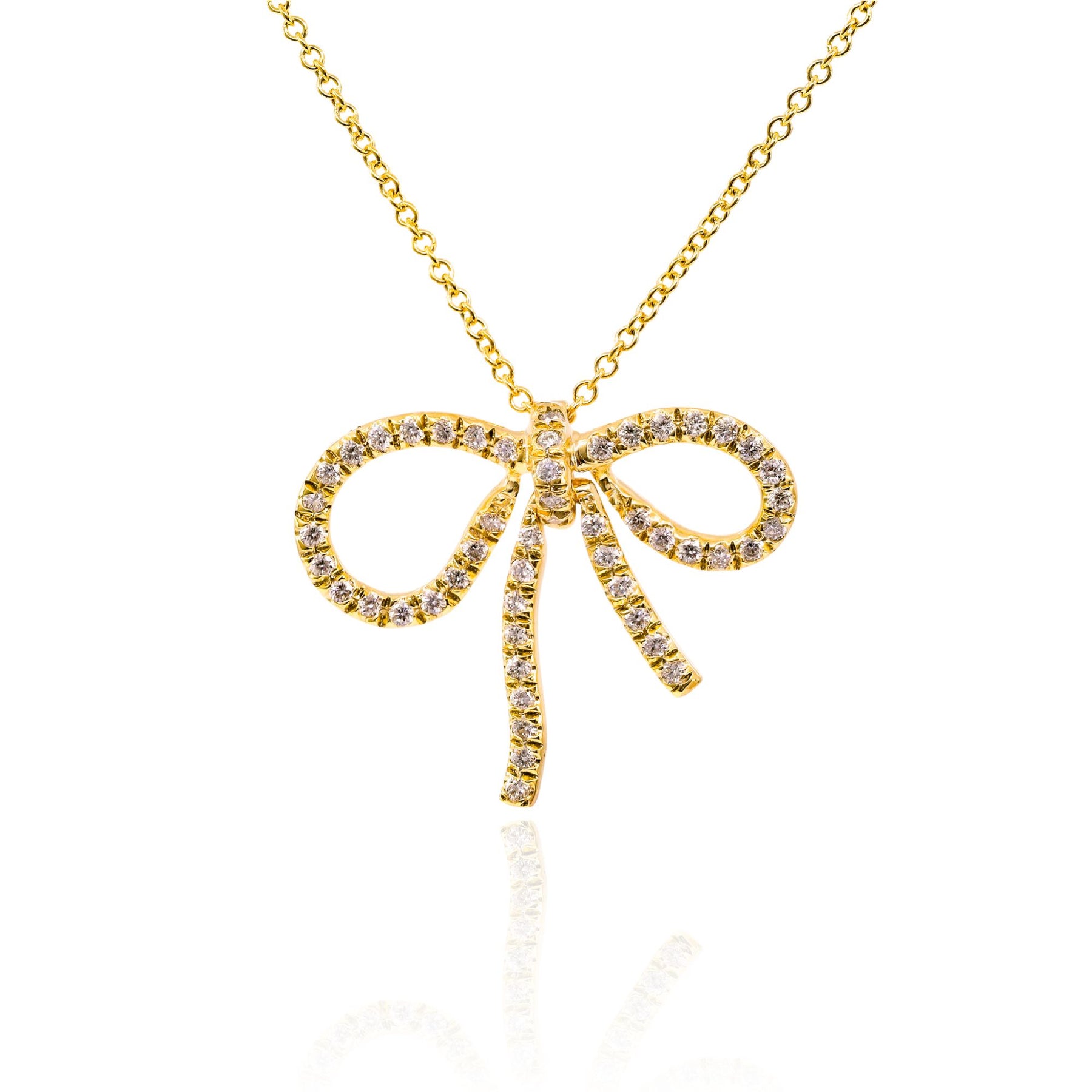 MARIKA 14K YELLOW GOLD PAVE RIBBON PENDANT NECKLACE 2092