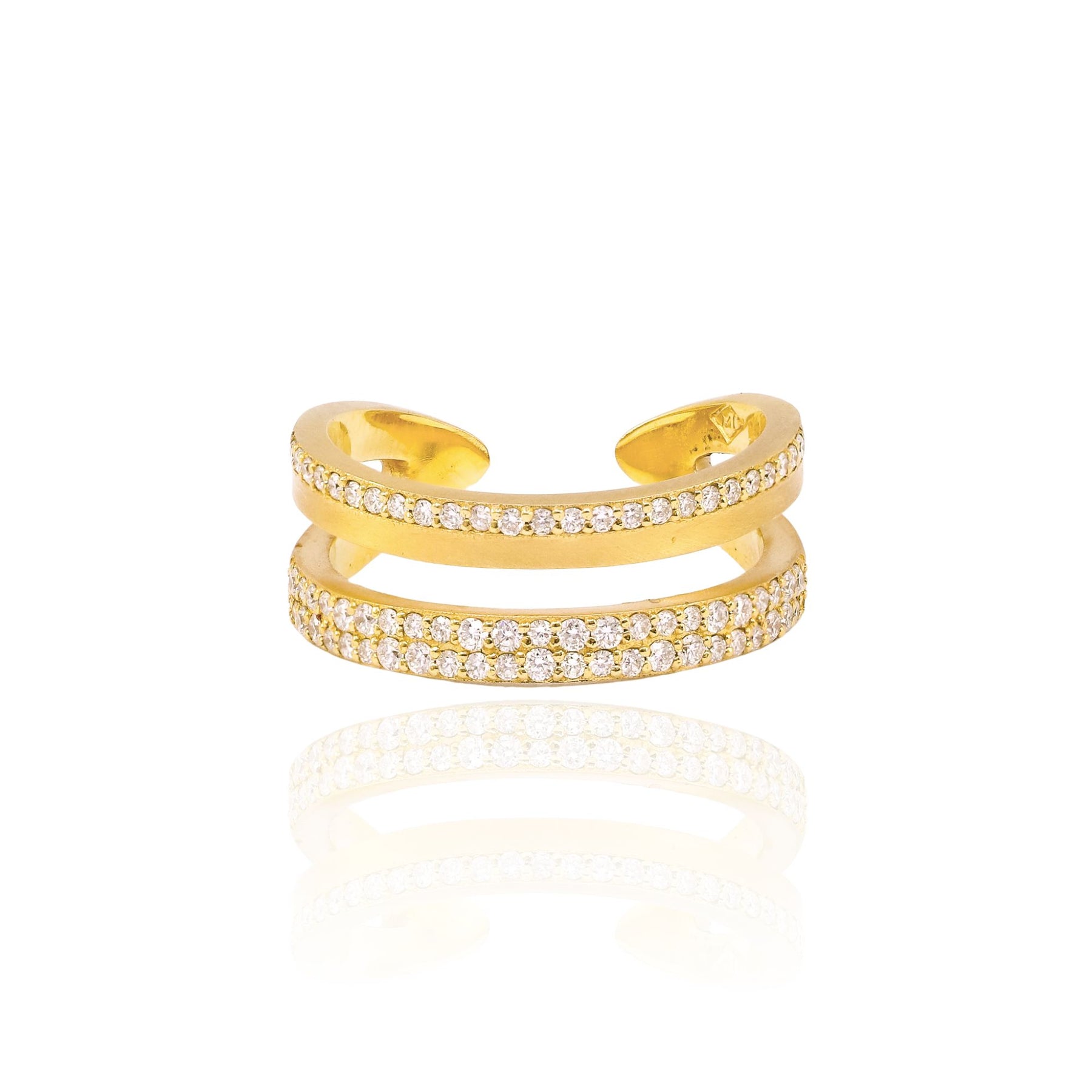 MARIKA 14K YELLOW GOLD SPLIT 2-ROW DIAMOND BAND 8104