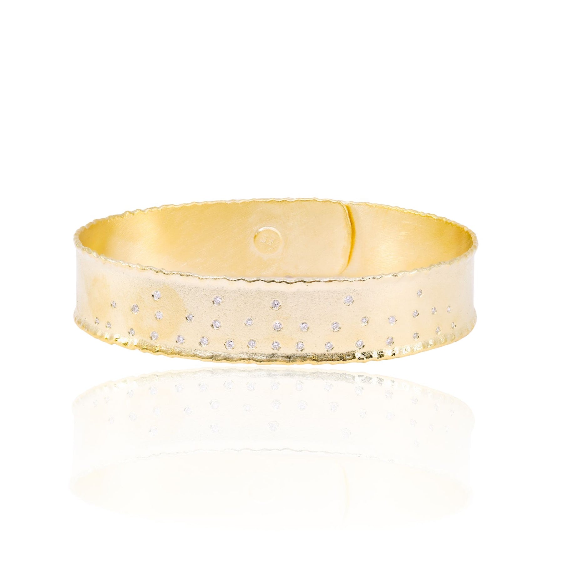 MARIKA 14K YELLOW GOLD HAMMERED FINISH DIAMOND CUFF BRACELET 9909