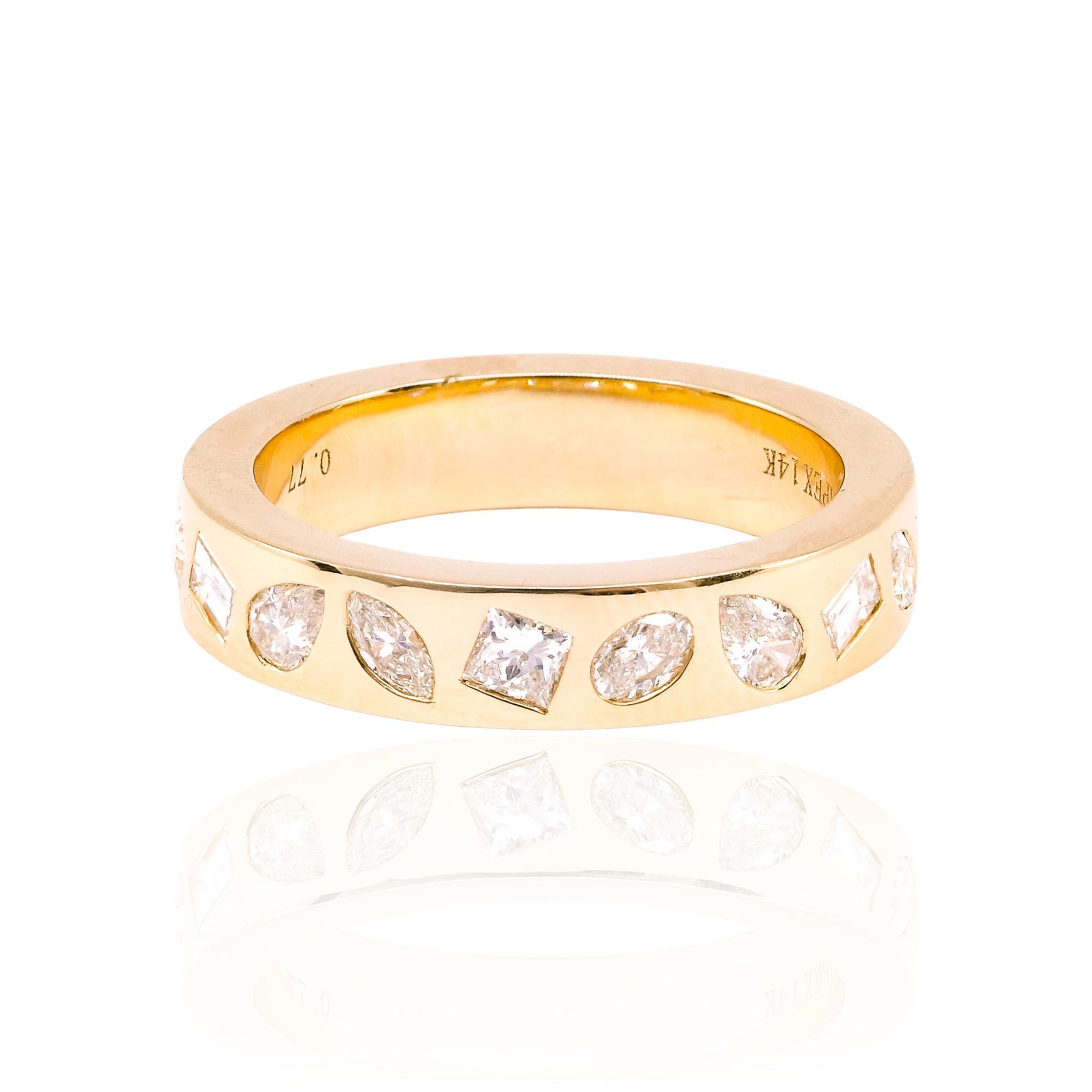14K YELLOW GOLD MIXED FANCY CUT DIAMOND WEDDING BAND