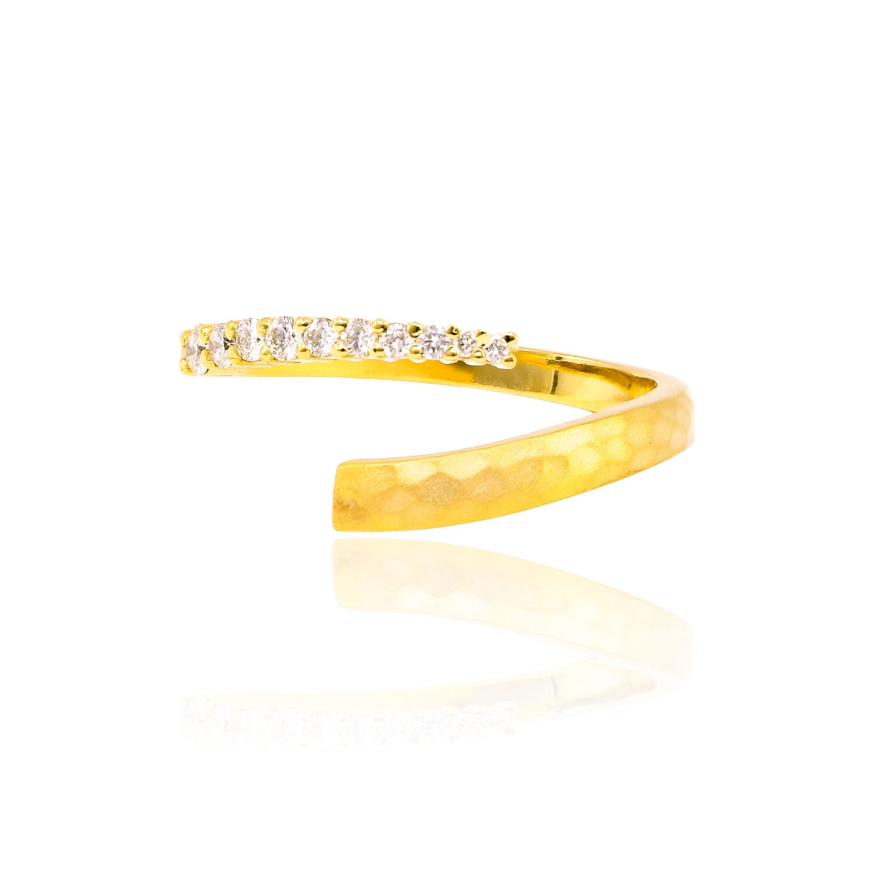 MARIKA 14K YELLOW GOLD BYPASS DIAMOND RING 9255