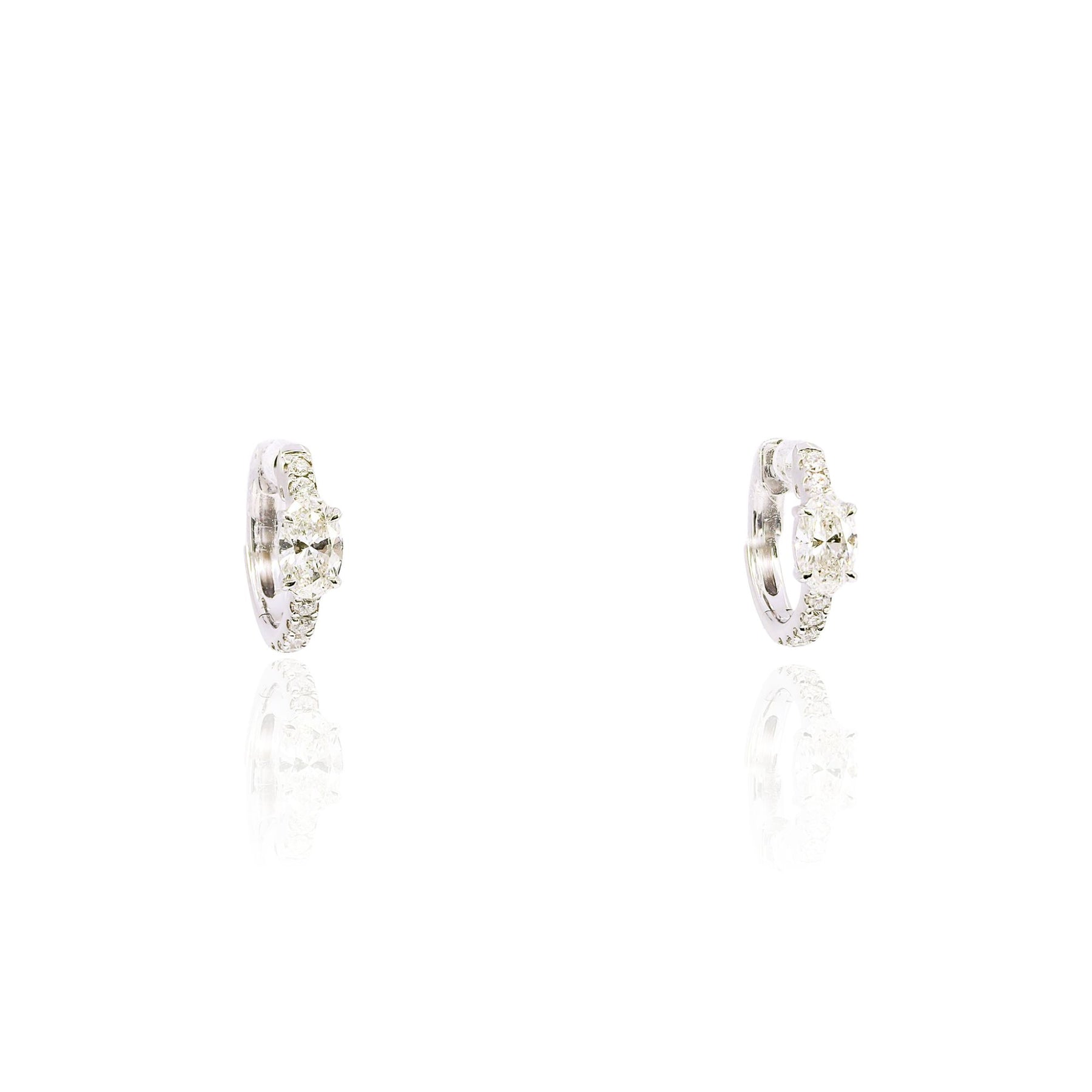 18K WHITE GOLD 12MM MIXED CUT DIAMOND HUGGIE HOOP EARRINGS 62874