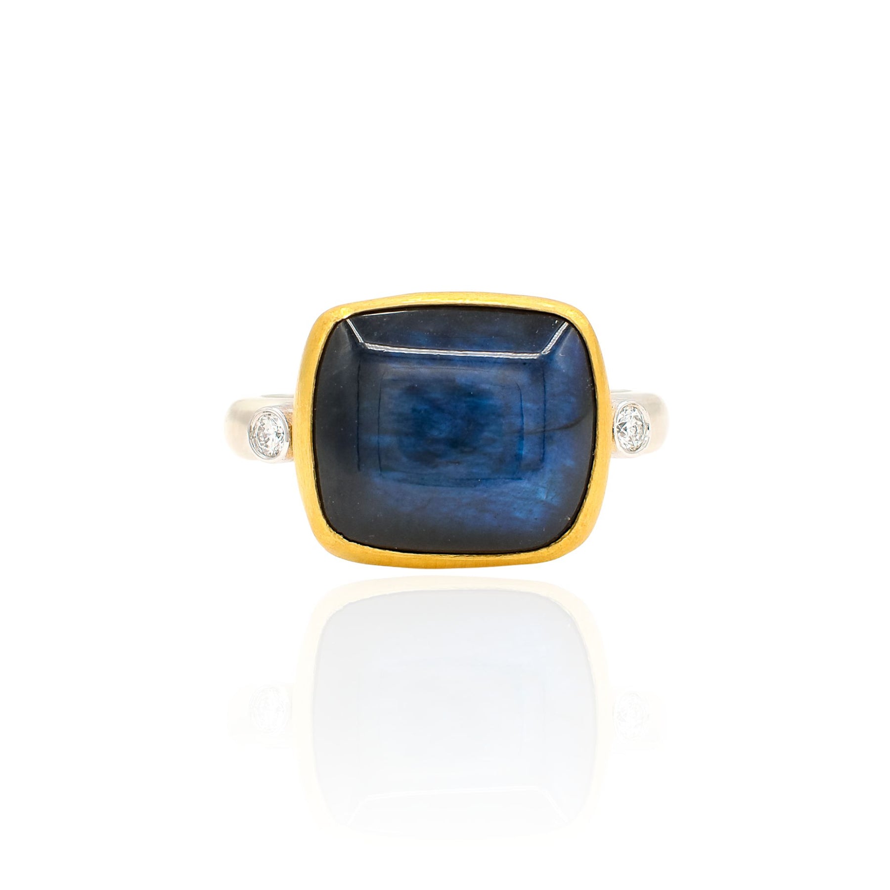 LIKA BEHAR 24K YELLOW GOLD AND STERLING SILVER LABRADORITE AND DIAMOND RING KAMI-R-103-SILDLAB-ONYX-22