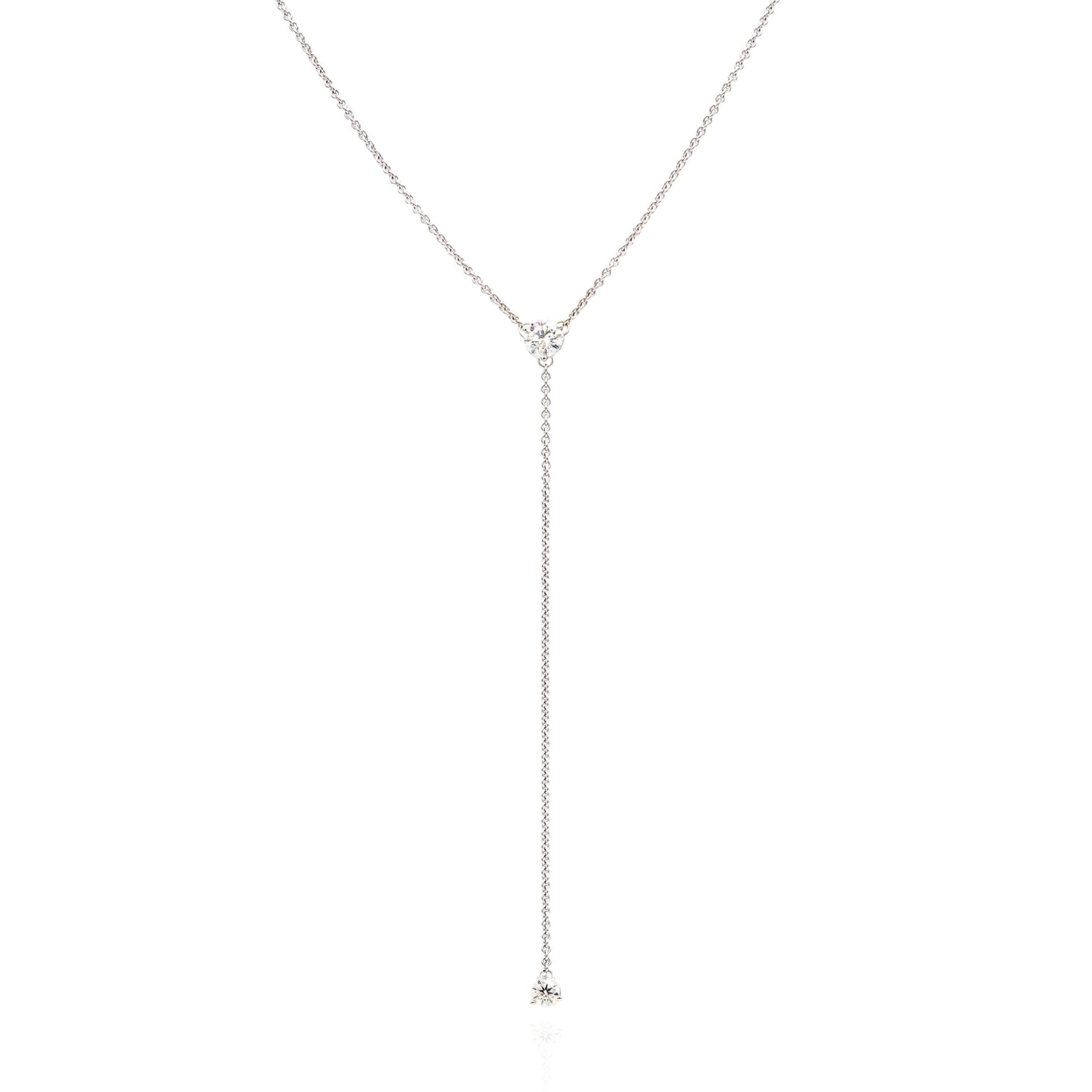 ESTATE 14K WHITE GOLD SPARKLE CUT Y DROP DIAMOND NECKLACE