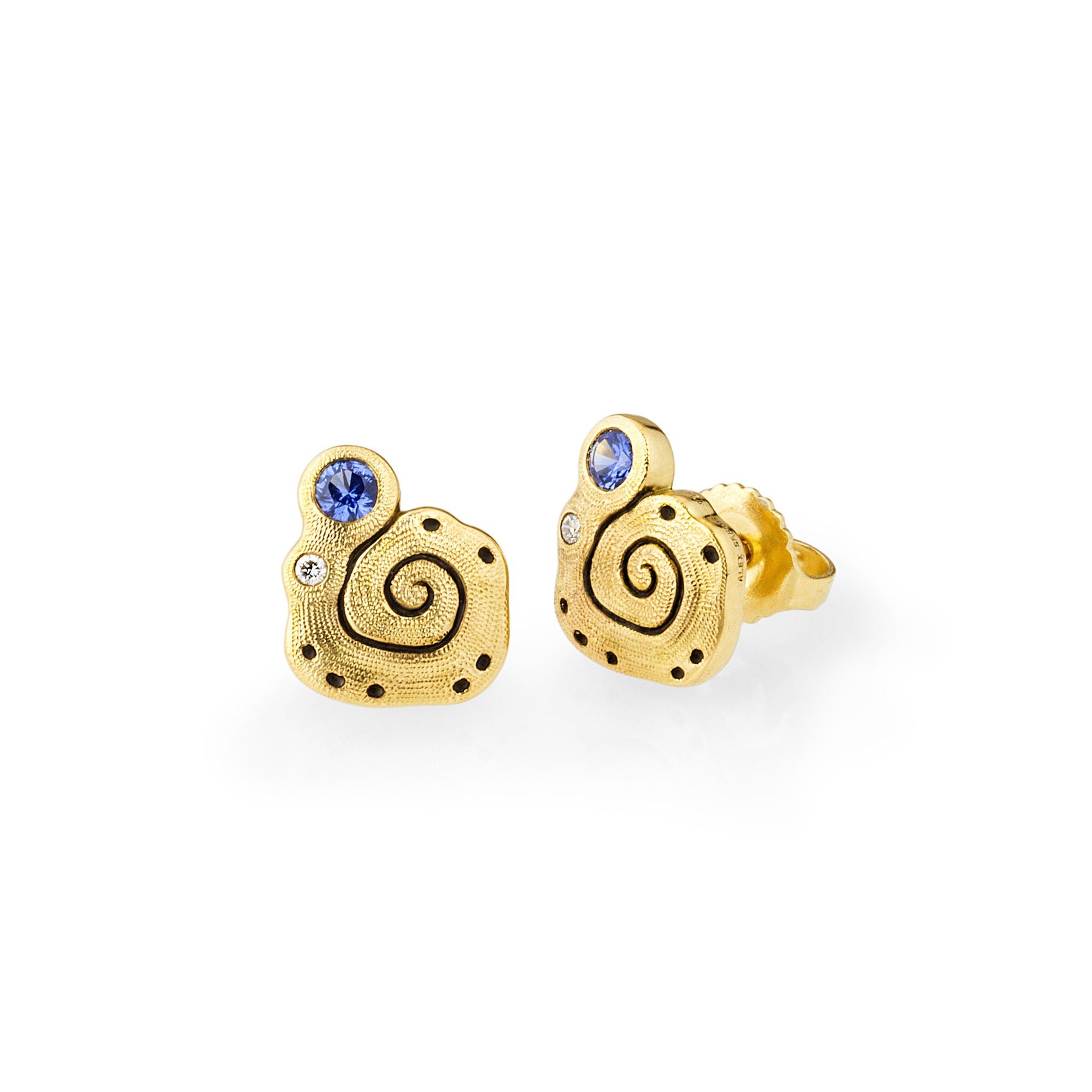 ALEX SEPKUS FLORA STUD EARRINGS WITH SAPPHIRES AND DIAMONDS ES-11S(PAIR)
