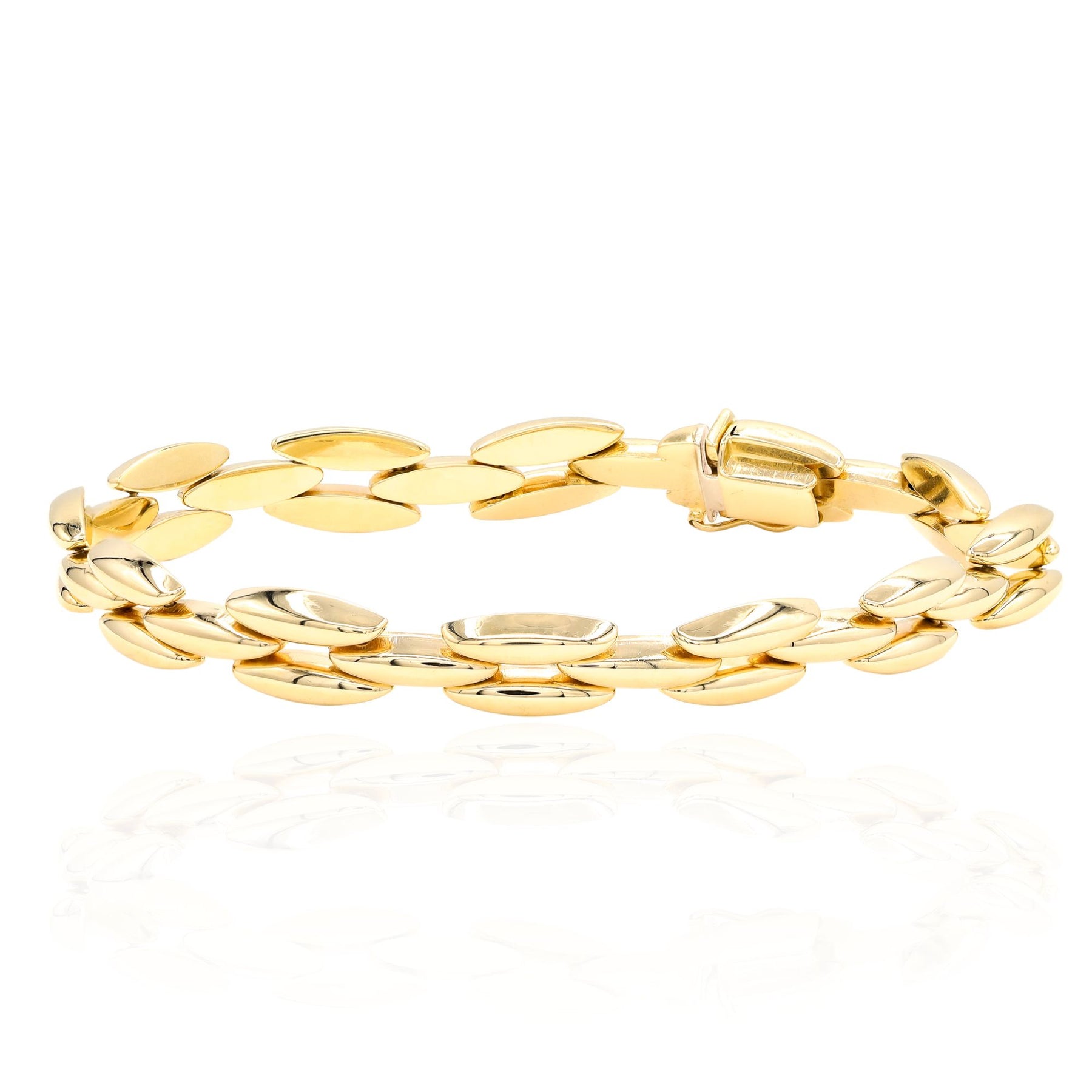 ESTATE 14K YELLOW GOLD TRIPLE ROW RICE LINK BRACELET