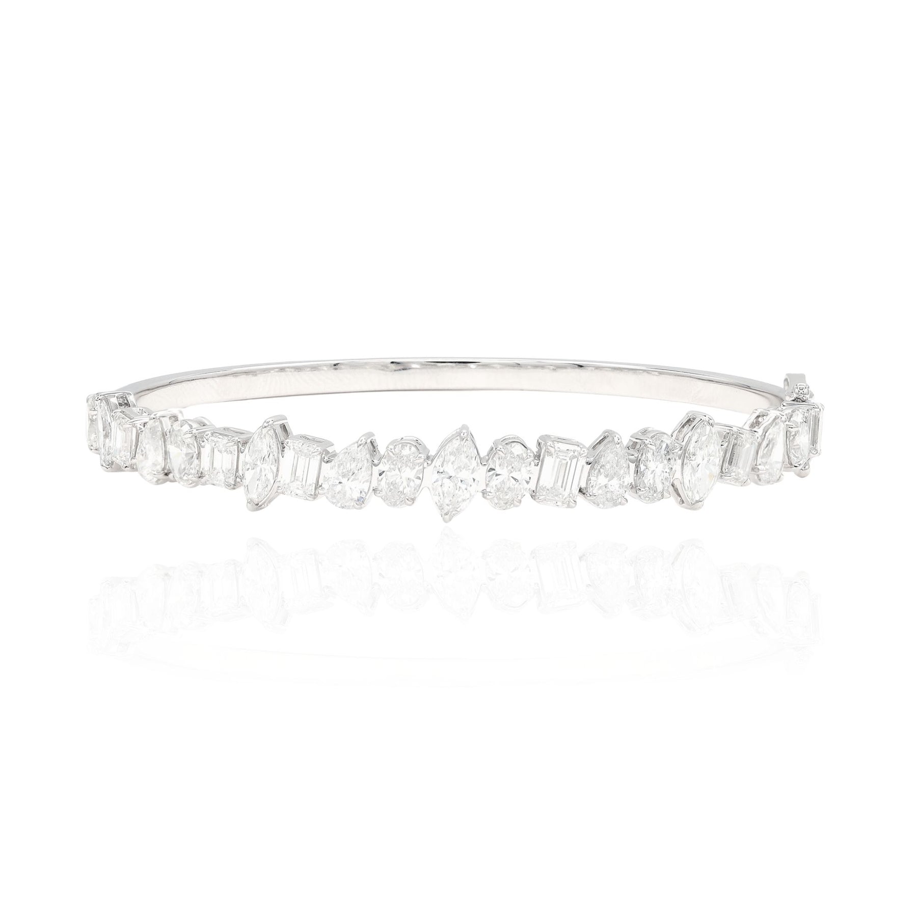 18K WHITE GOLD FANCY MIXED CUT DIAMOND BANGLE BRACELET AG823W-13