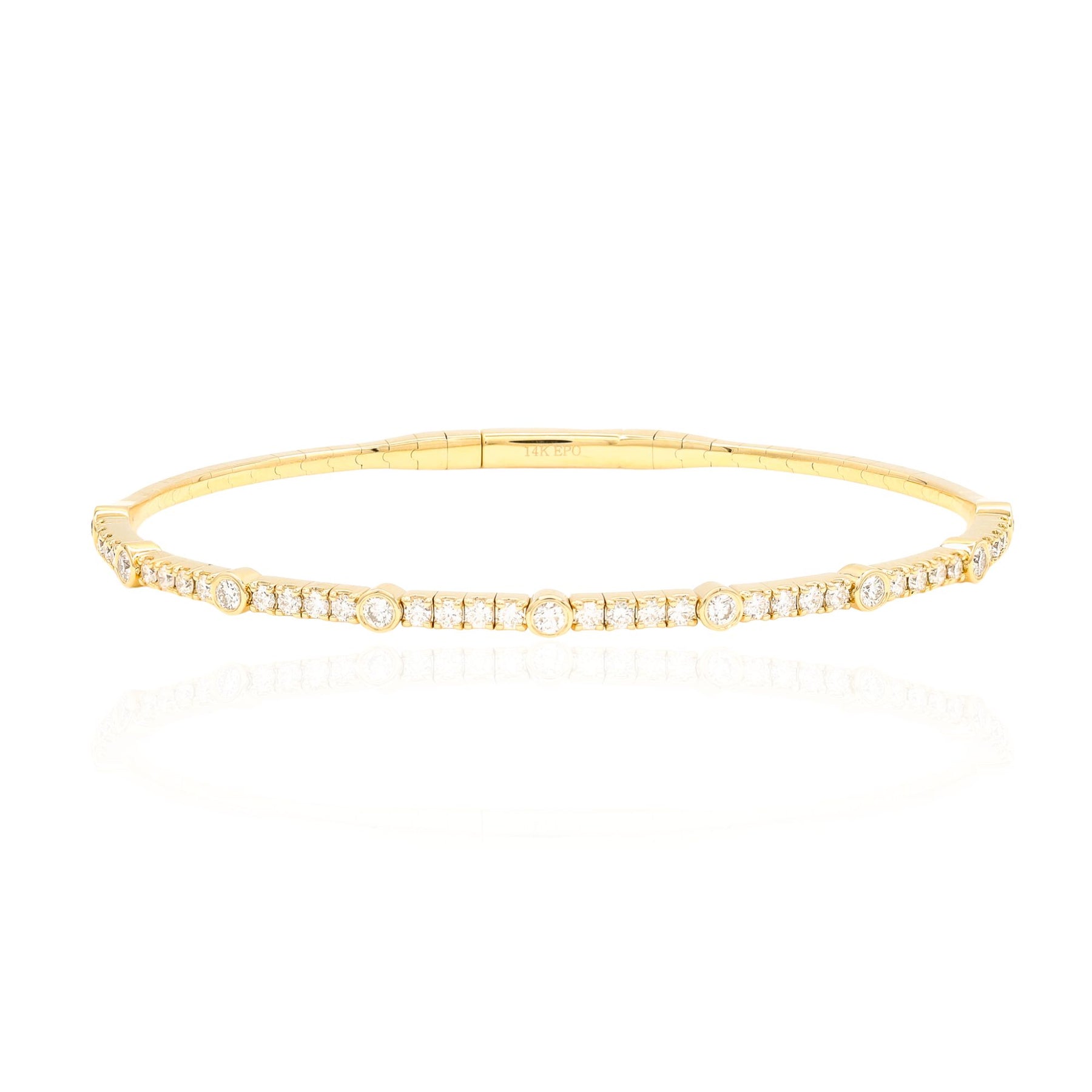 14K YELLOW GOLD FLEXIBLE DIAMOND BANGLE BRACELET B275