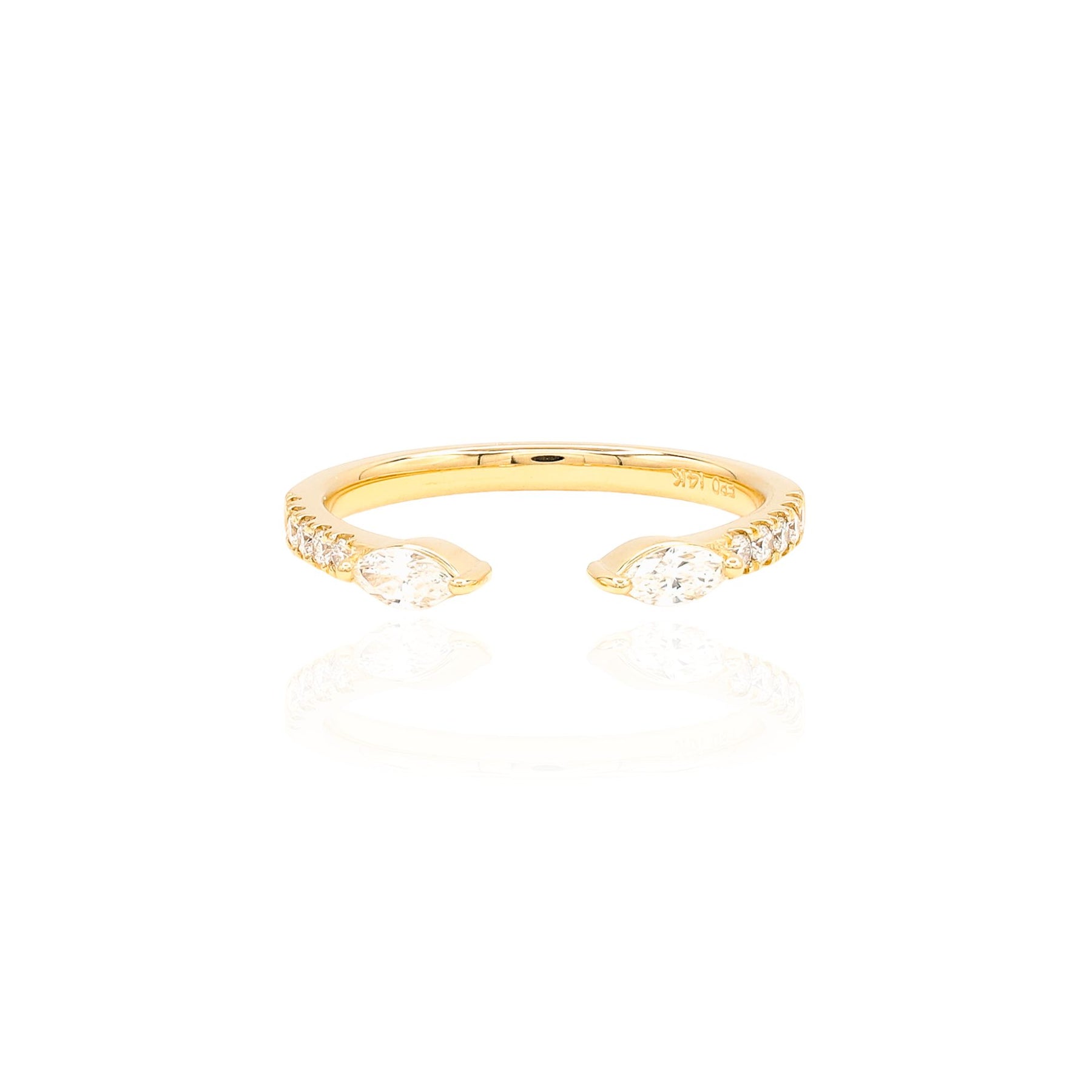 14K YELLOW GOLD MIXED CUT OPEN TOP DIAMOND FASHION RING W4068 14KY