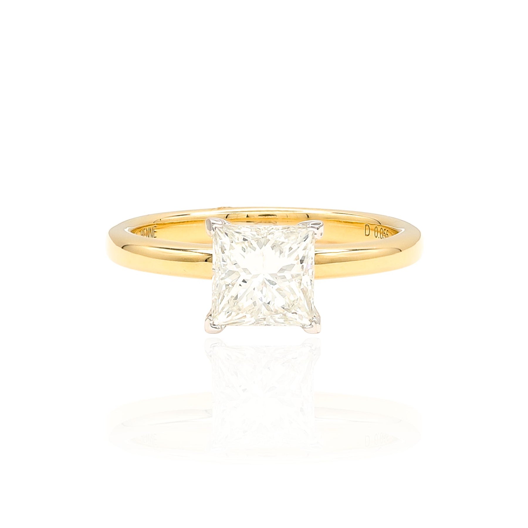 14K YELLOW GOLD 1.50CT PRINCESS-CUT DIAMOND SOLITAIRE ENGAGEMENT RING WITH HIDDEN HALO 16-02469EY