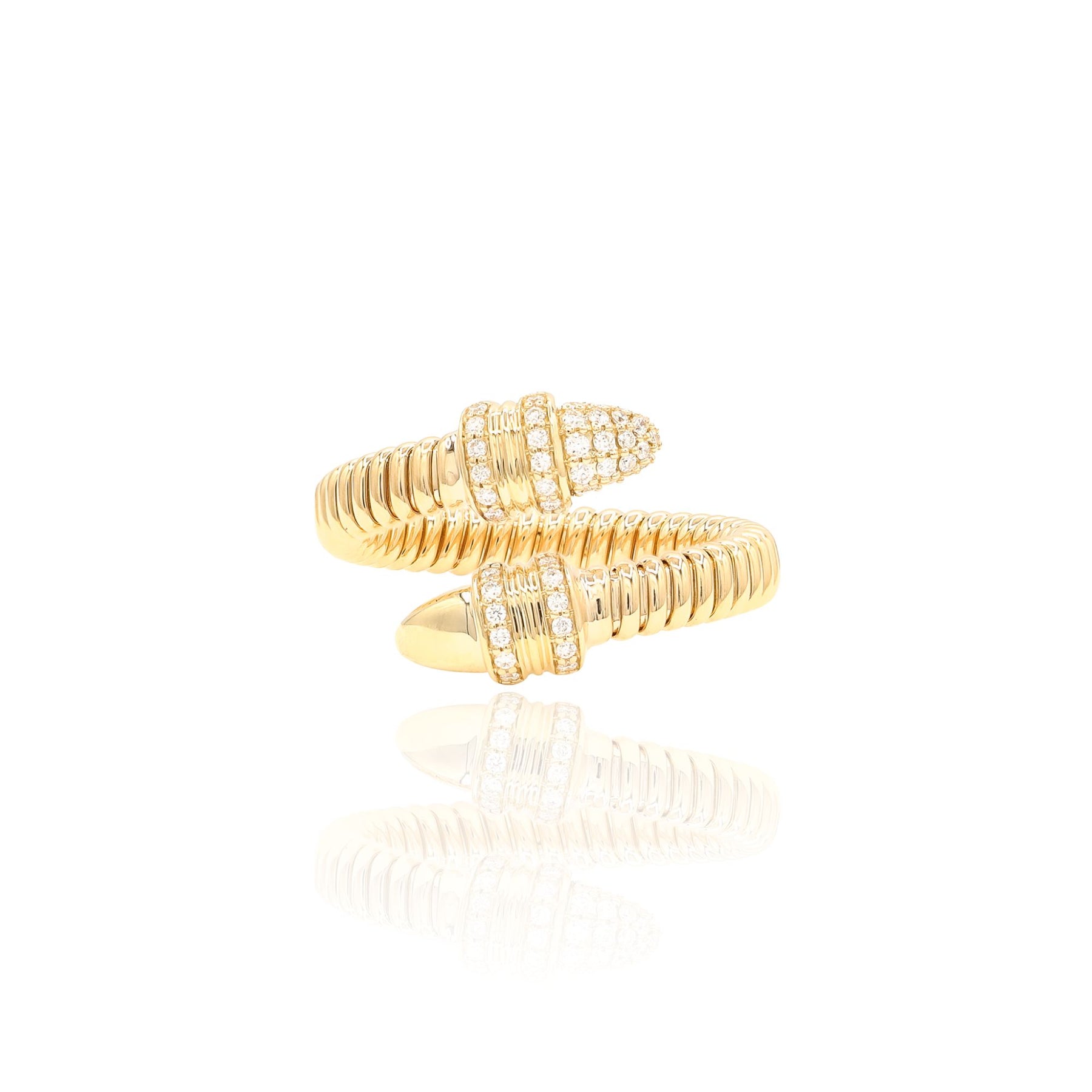 14K YELLOW GOLD FLEXIBLE BYPASS DIAMOND RING RV019 14KY