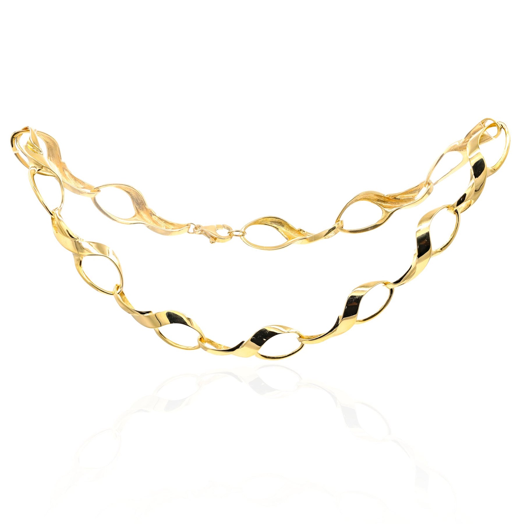 ESTATE 18K YELLOW GOLD 15.5-INCH FANCY LINK CHOKER NECKLACE