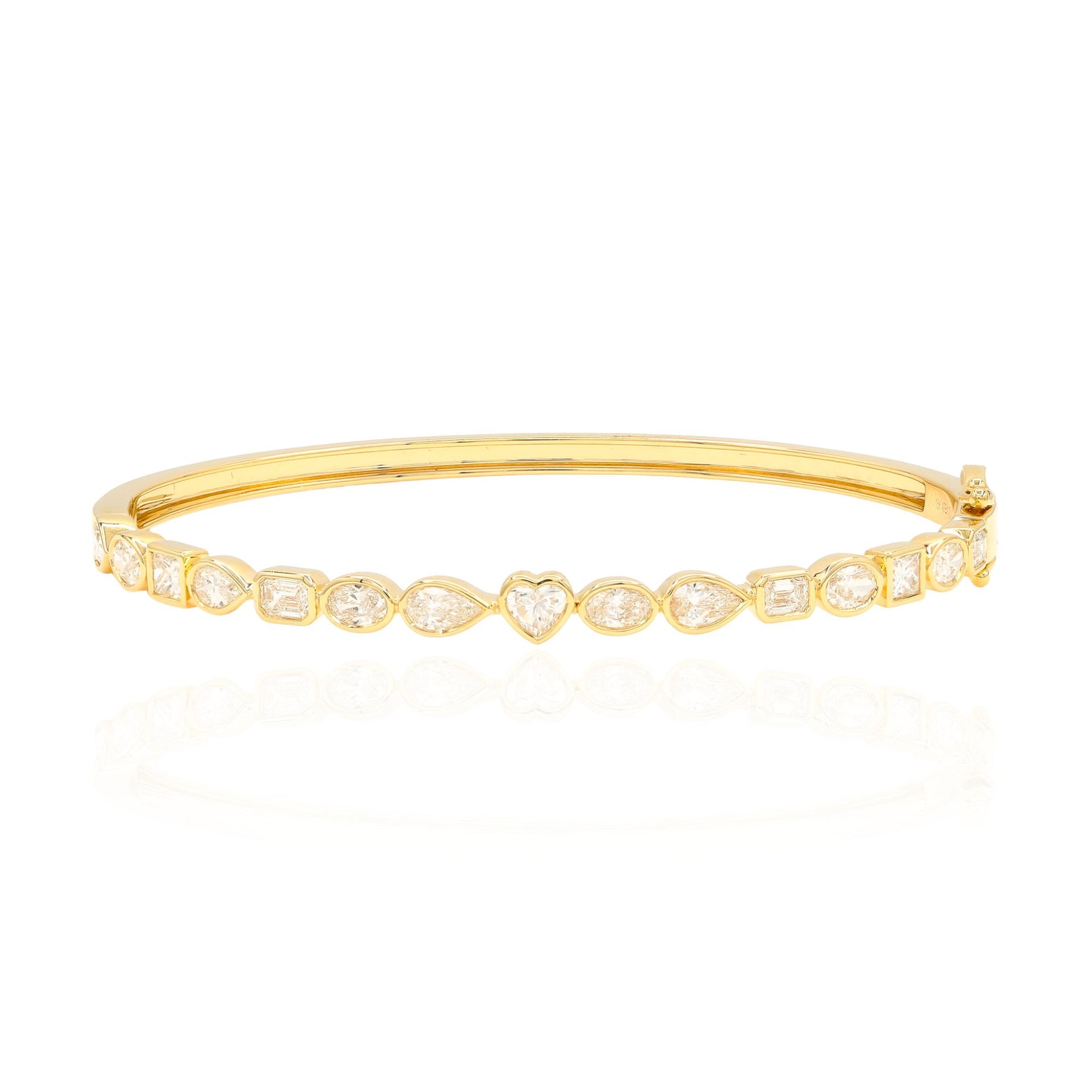 18K YELLOW GOLD FANCY MIXED CUT DIAMOND BANGLE BRACELET 2.44CTW AG128Y-09