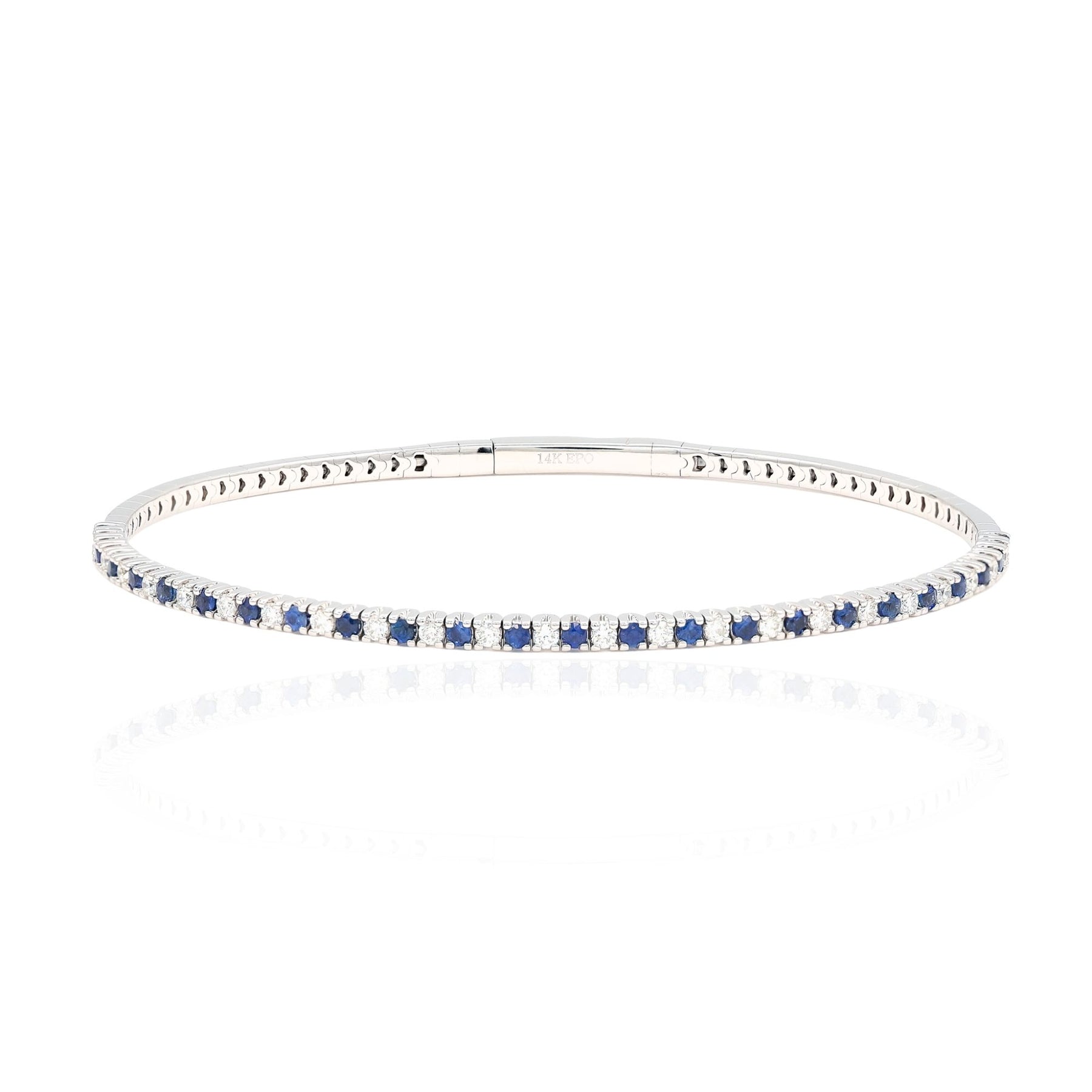 14K WHITE GOLD SOFT LINE ALTERNATING SAPPHIRE AND DIAMOND BRACELET C233B 14KW