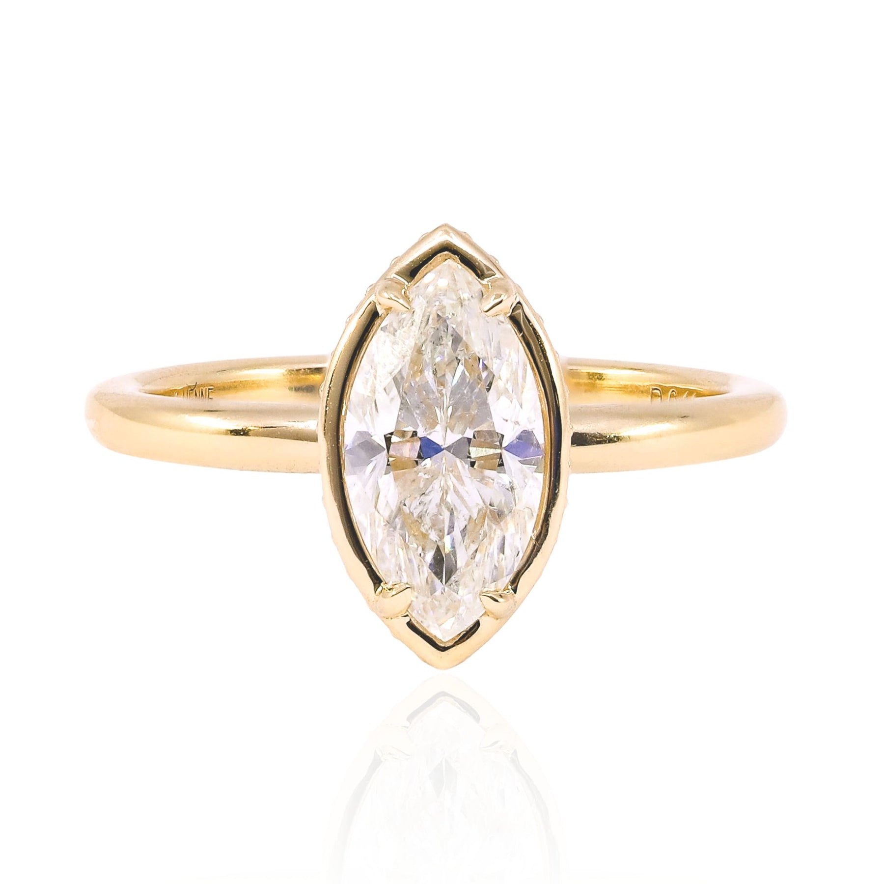 14K YELLOW GOLD 1.53CT MARQUISE DIAMOND SOLITAIRE ENGAGEMENT RING WITH HIDDEN HALO R529-362