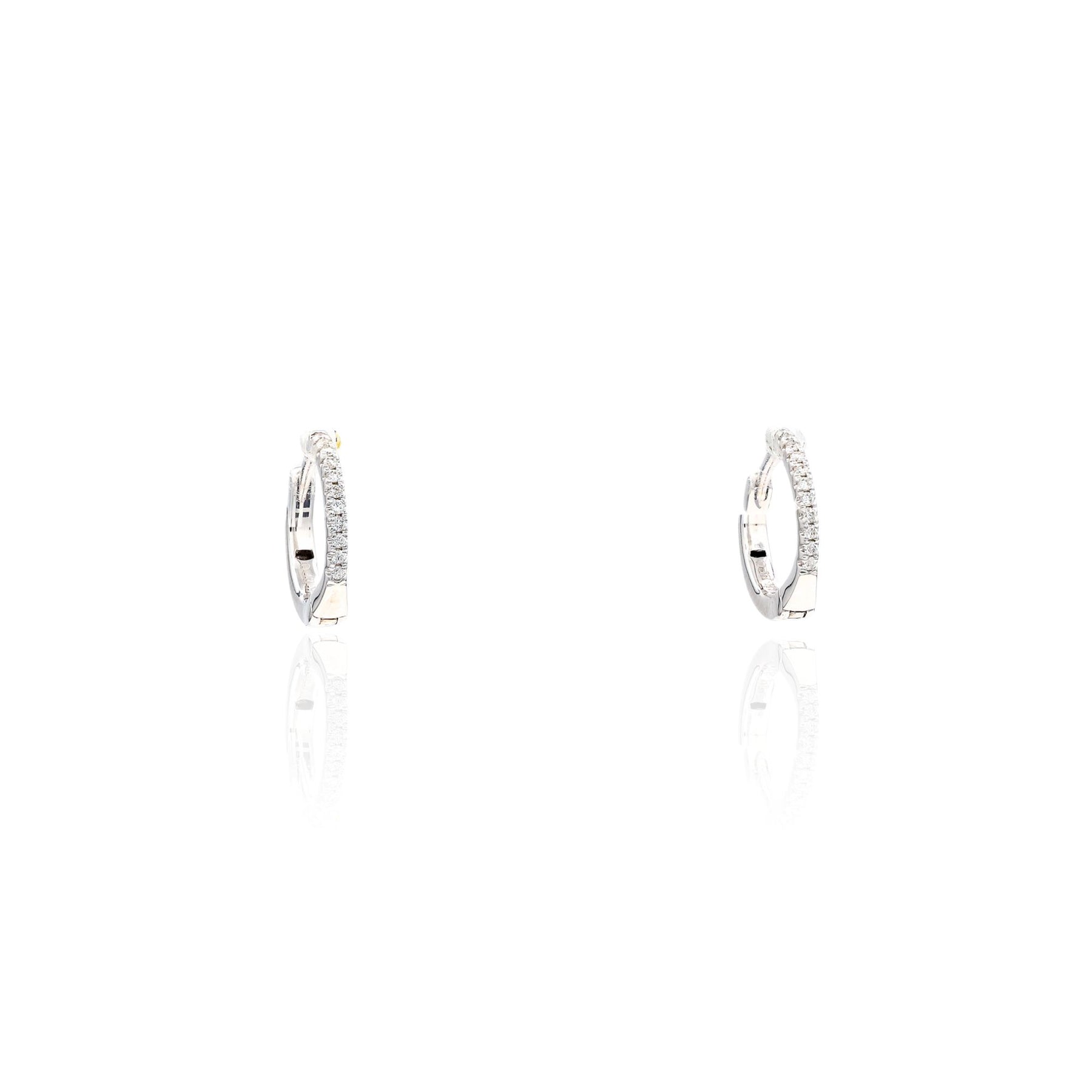 14K WHITE GOLD 12MM DIAMOND HOOP EARRINGS HP534