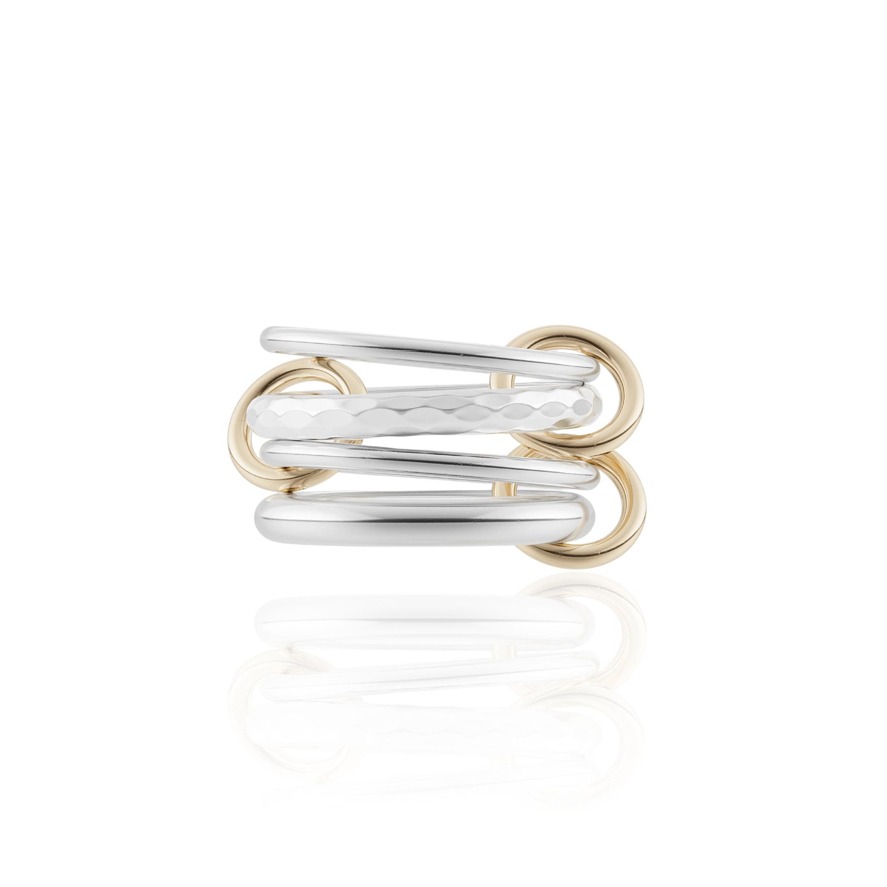 SPINELLI KILCOLLIN STERLING SILVER AND 18K YELLOW GOLD 4 LINKED RINGS G4-CICSGPTVL