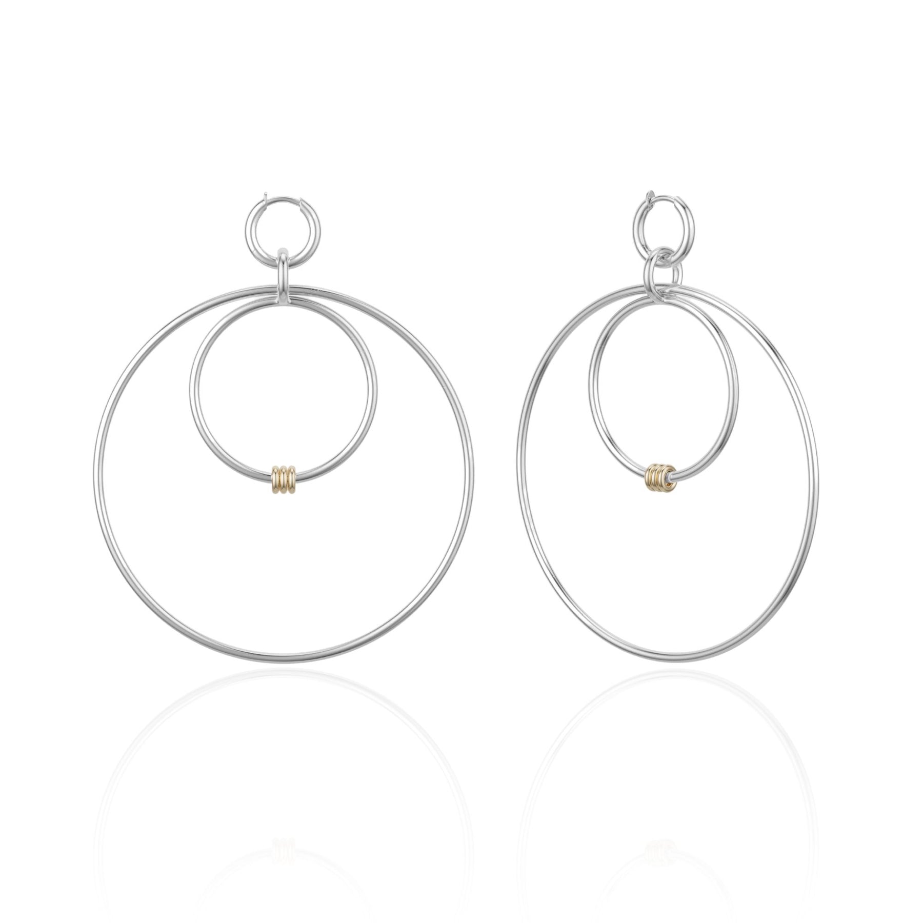 SPINELLI KILCOLLIN STERLING SILVER AND 18K YELLOW GOLD TRIPLE HOOP EARRINGS GE-ECHSG