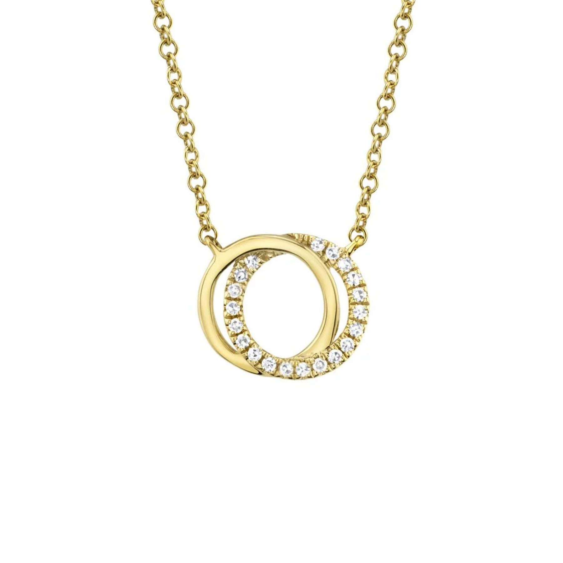 SHY CREATION 14K YELLOW GOLD PAVE LOVE KNOT CIRCLE NECKLACE SC55009638