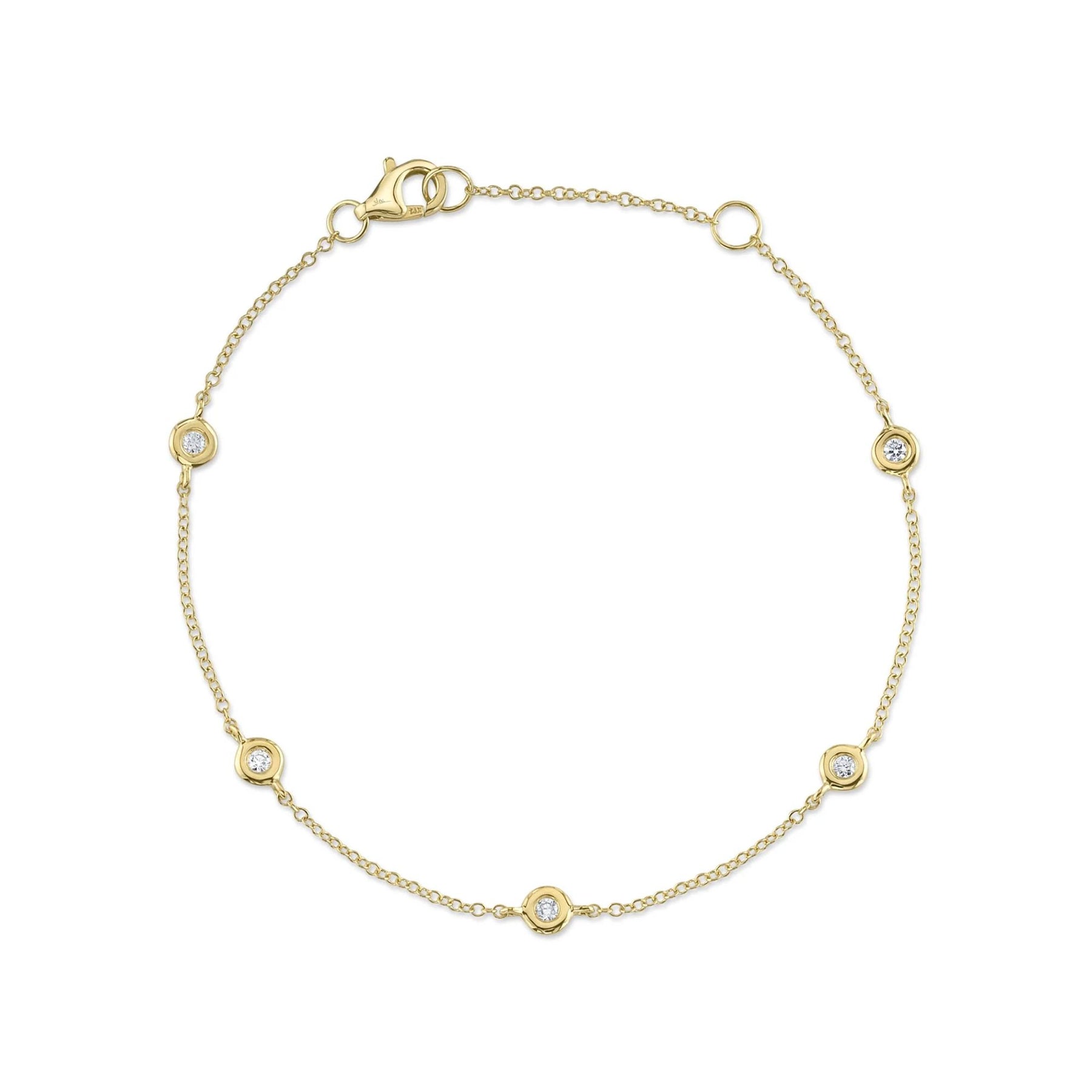 SHY CREATION 14K YELLOW GOLD DIAMONDS-BY-THE-YARD CABLE CHAIN BRACELET WITH DIAMOND STATIONS SC22003858