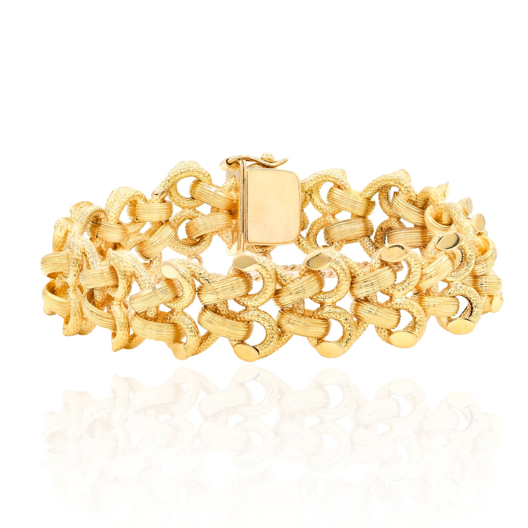 ESTATE 18K YELLOW GOLD TEXTURED WOVEN LINK BRACELET