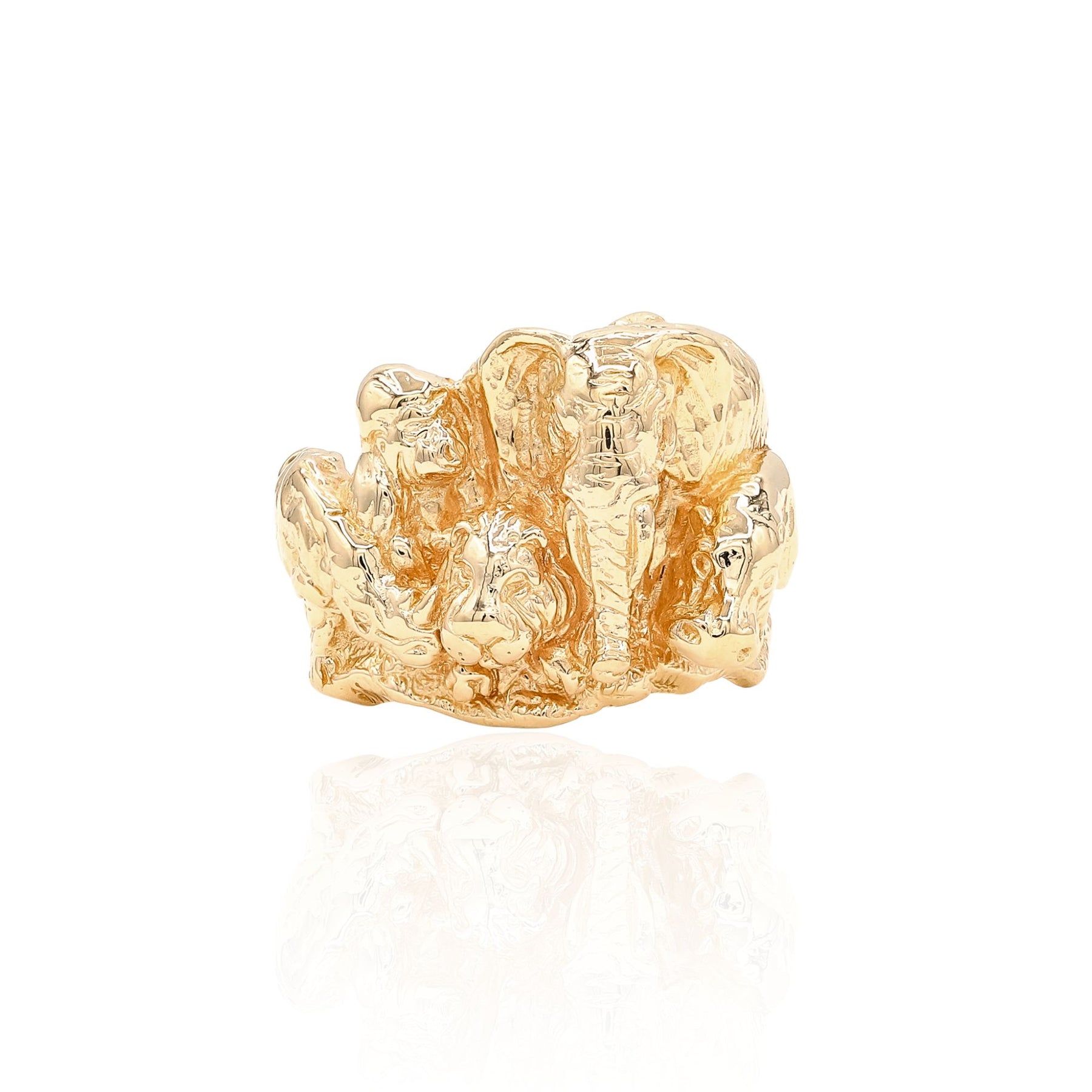 ESTATE 14K YELLOW GOLD AFRICAN SAFARI SCULPTED RING