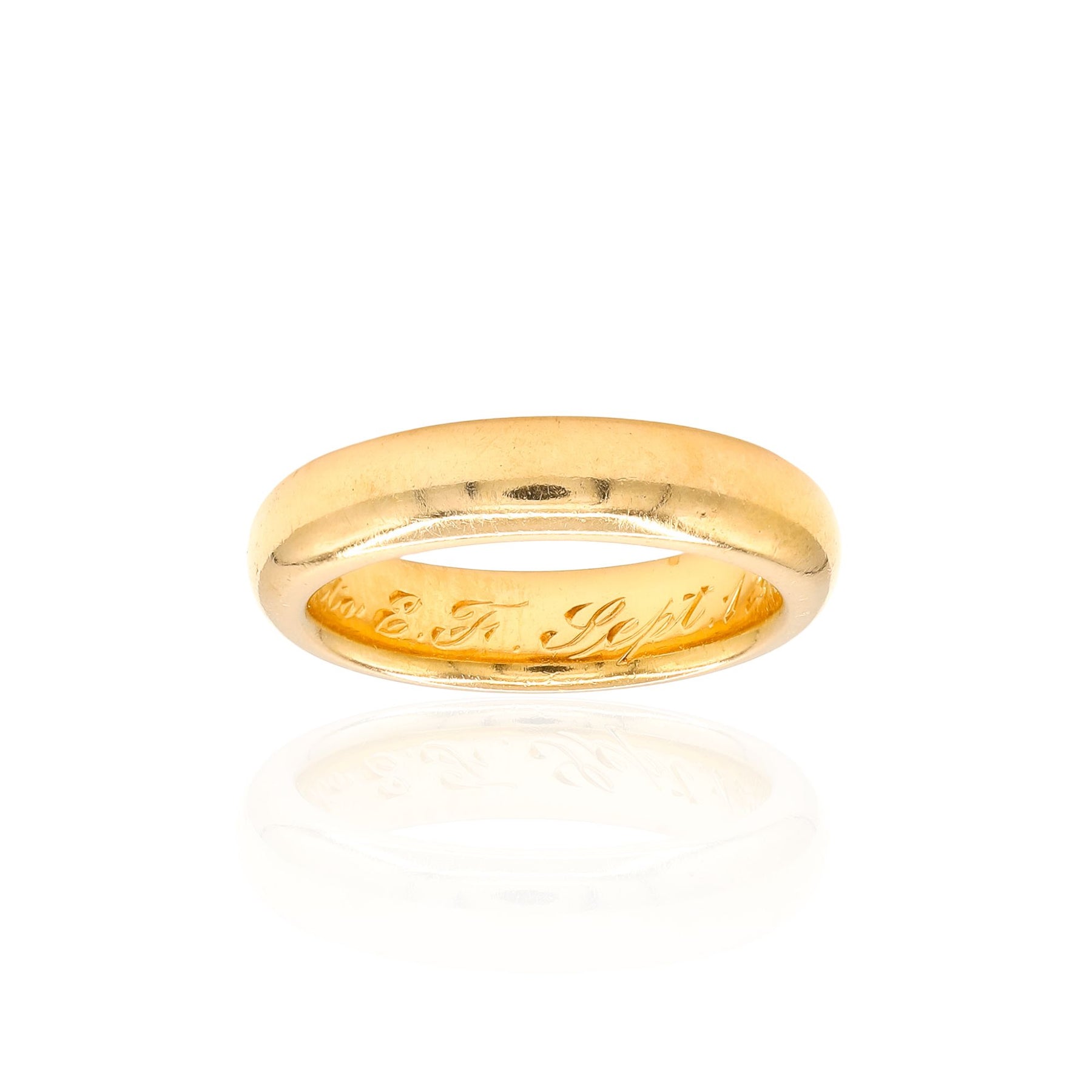ESTATE ANTIQUE 18K YELLOW GOLD 4.5MM HEAVY ROUNDED BAND CIRCA 1912