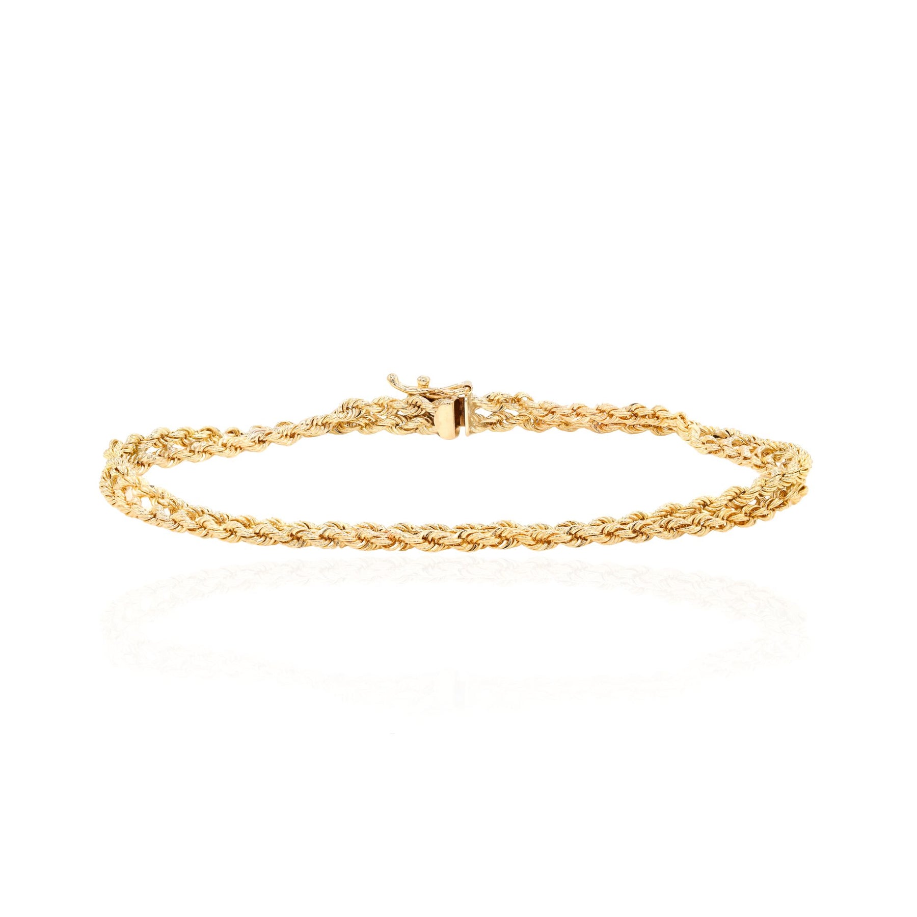 ESTATE 14K YELLOW GOLD DOUBLE CURB LINK CHAIN BRACELET
