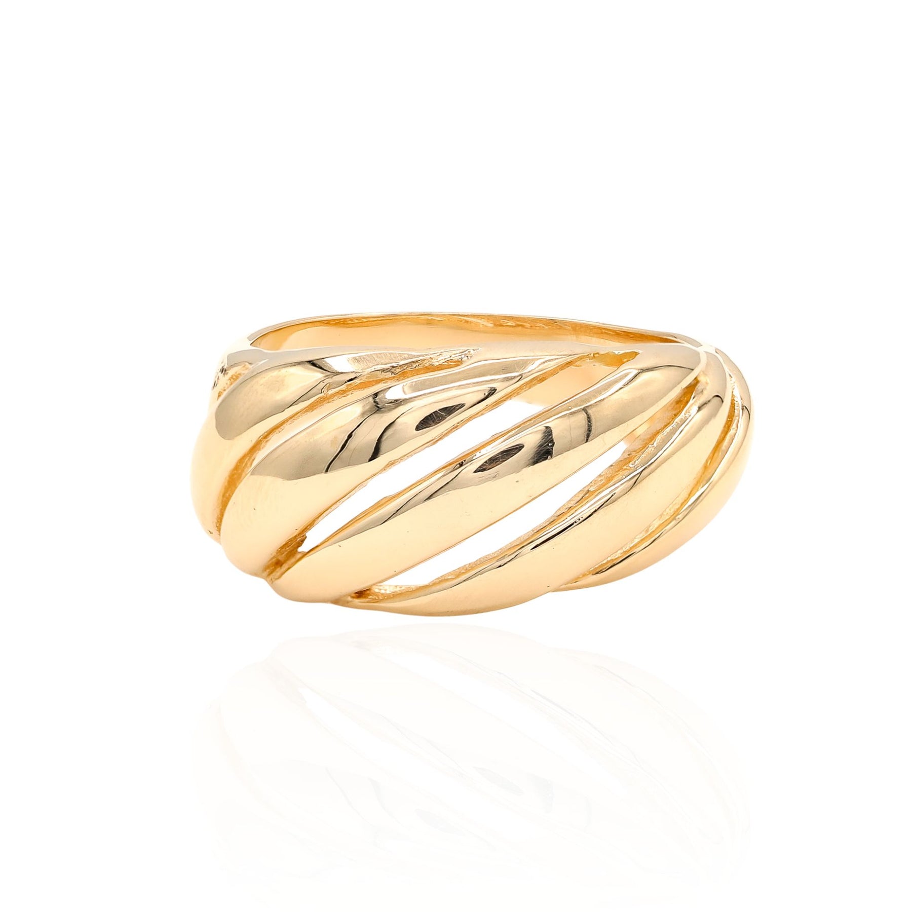 ESTATE 14K YELLOW GOLD OPEN FLUTED DOME RING