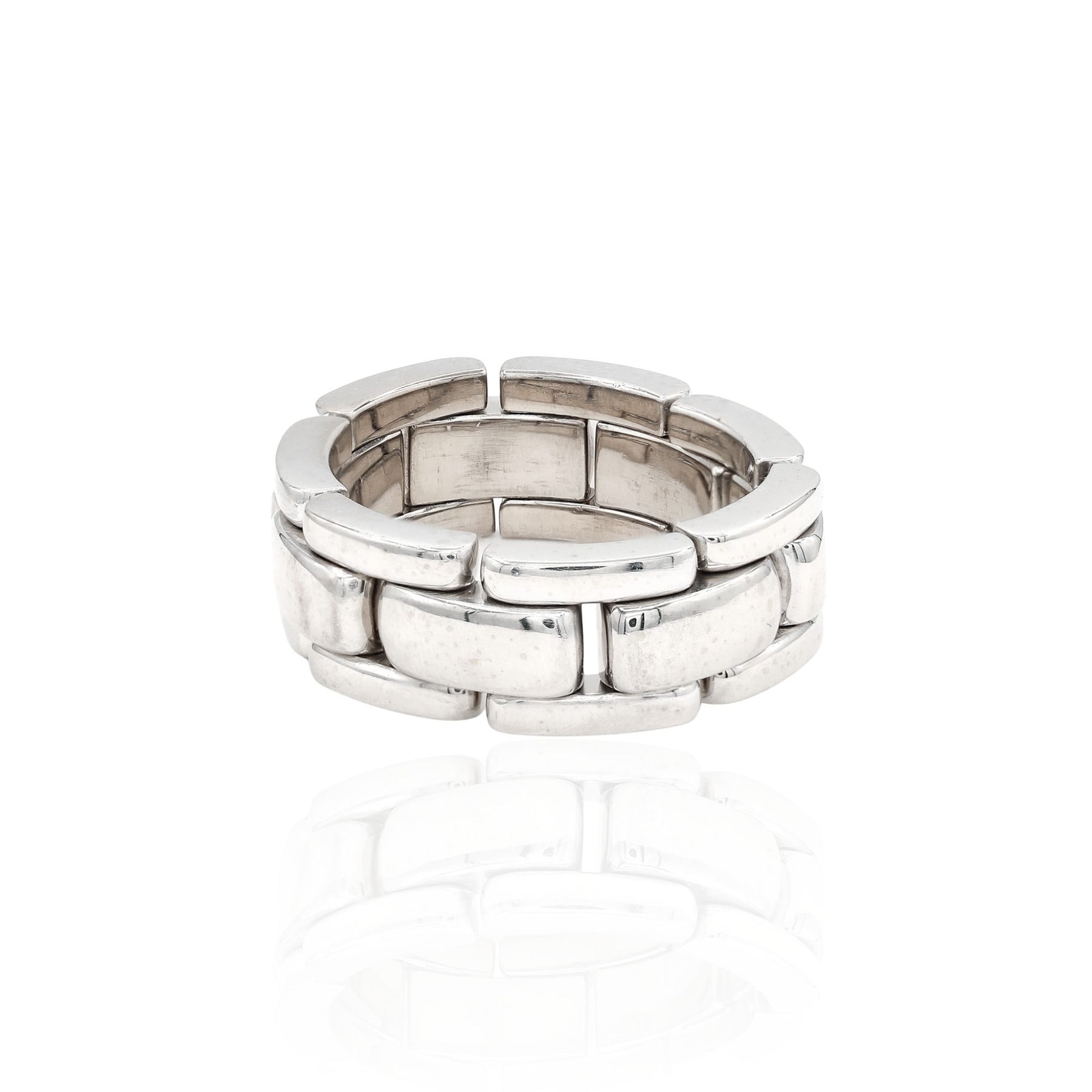 ESTATE 18K WHITE GOLD 8MM FLEXIBLE LINK RING