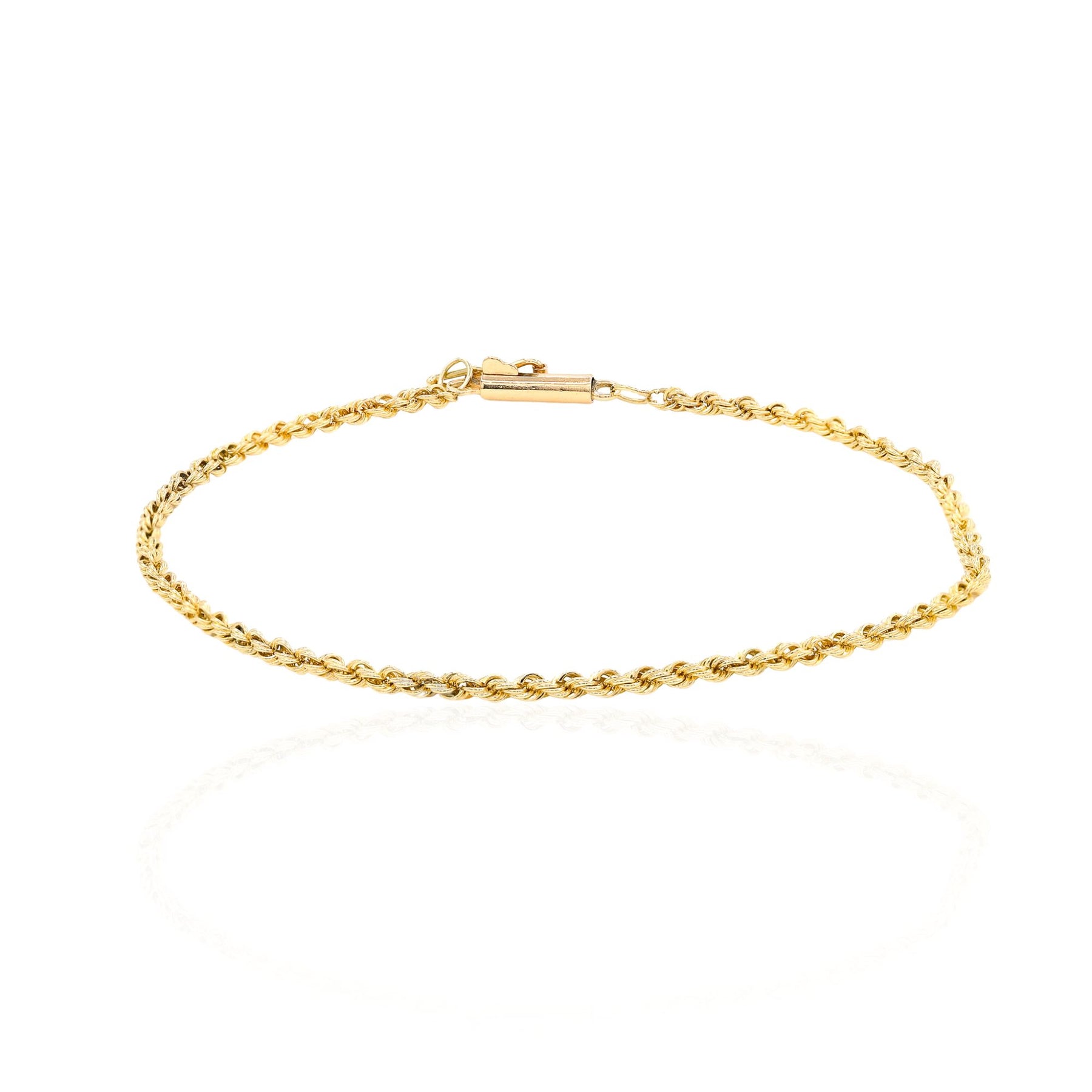 ESTATE 14K YELLOW GOLD 1.9MM ROPE CHAIN BRACELET