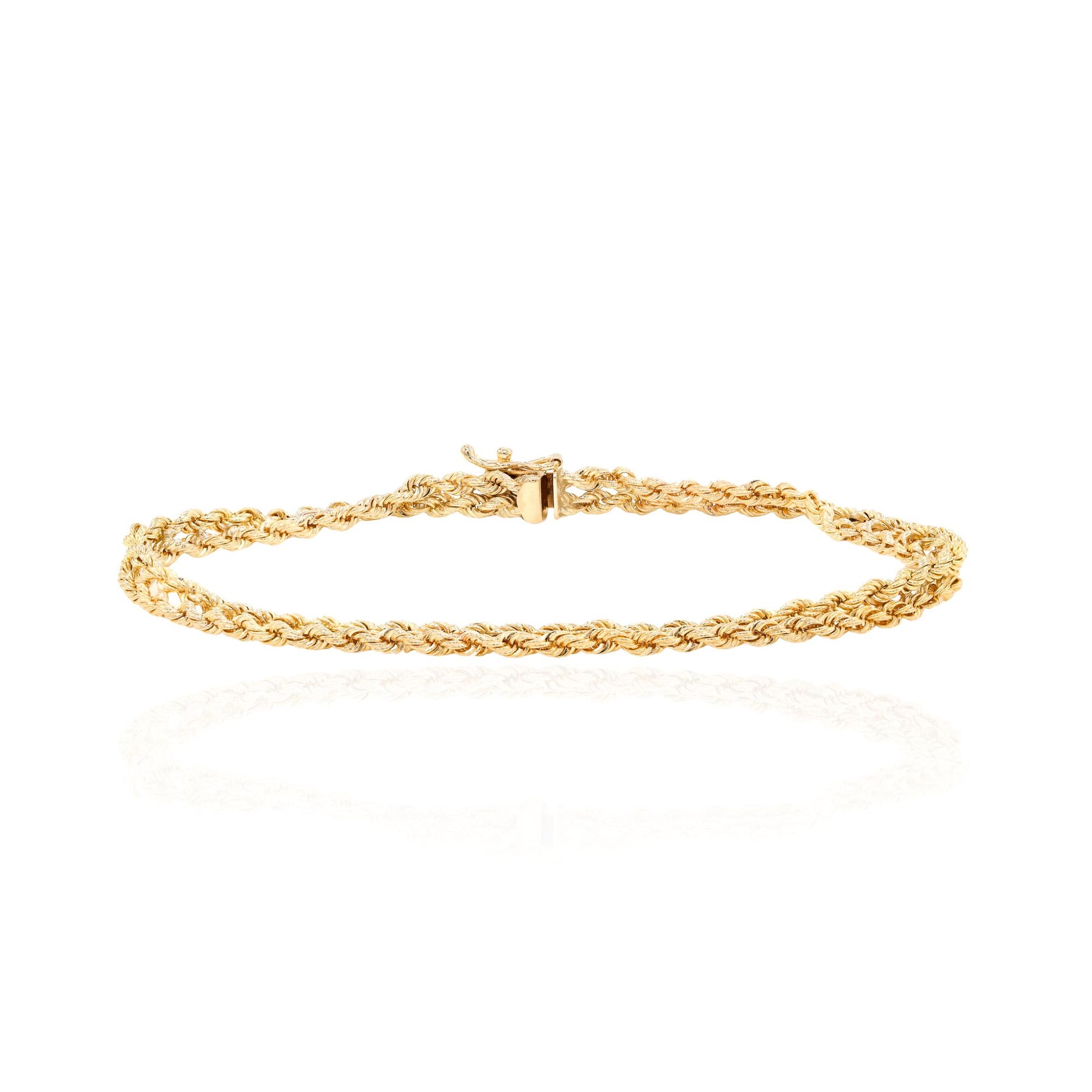 ESTATE 14K YELLOW GOLD DOUBLE ROW CONNECTED ROPE CHAIN BRACELET