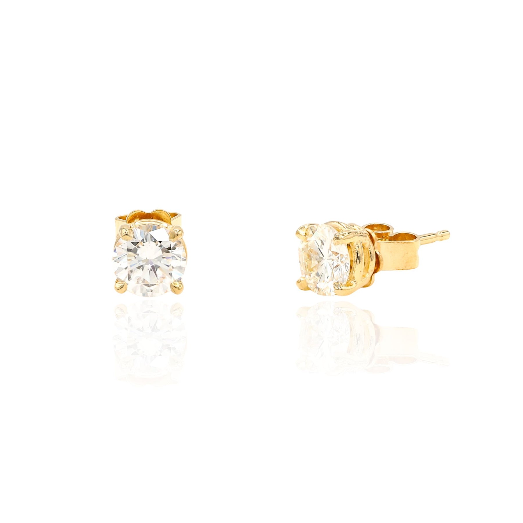 ESTATE 14K YELLOW GOLD 1.01CT ROUND DIAMOND STUD EARRINGS