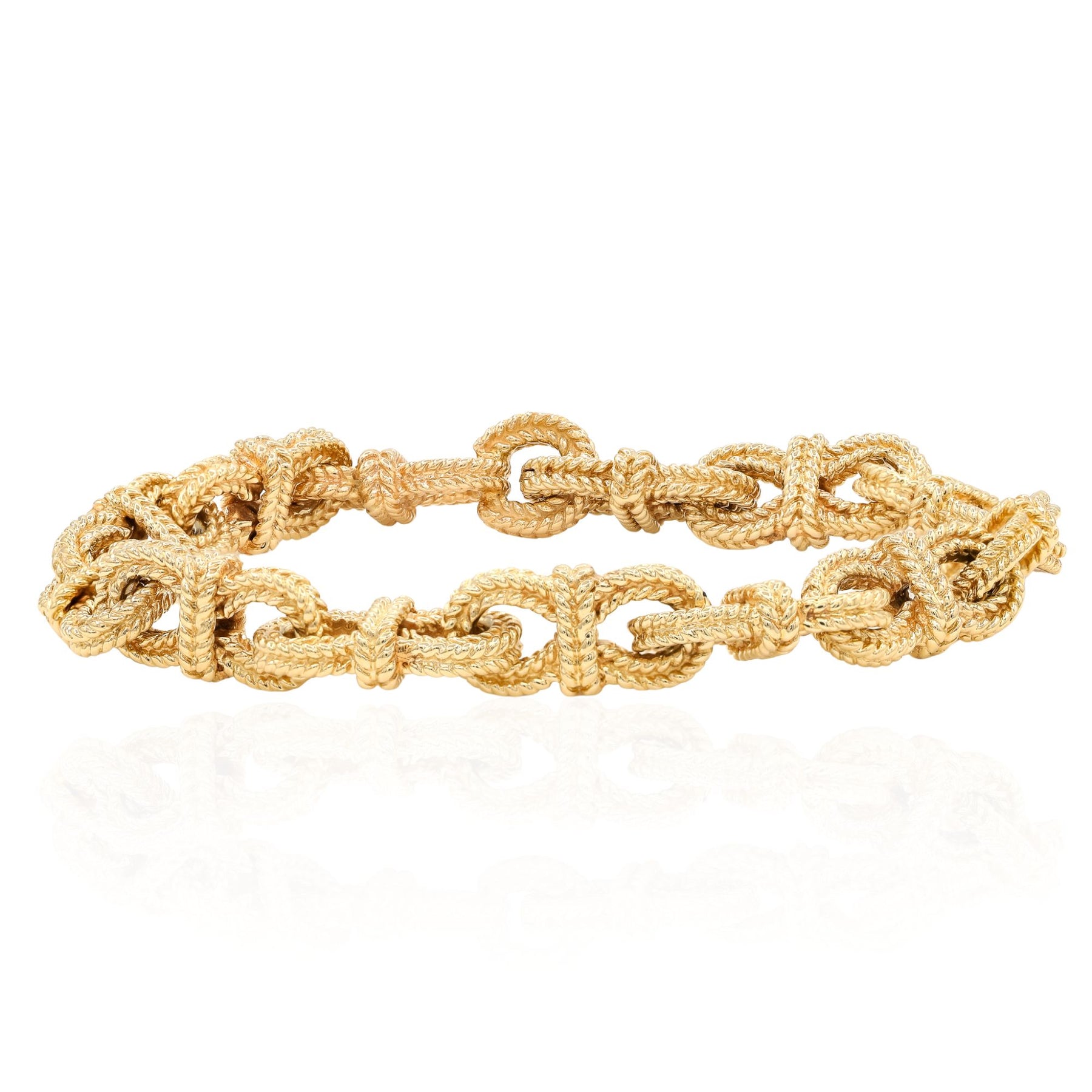 ESTATE 14K YELLOW GOLD ROPE TEXTURE ANCHOR LINK BRACELET