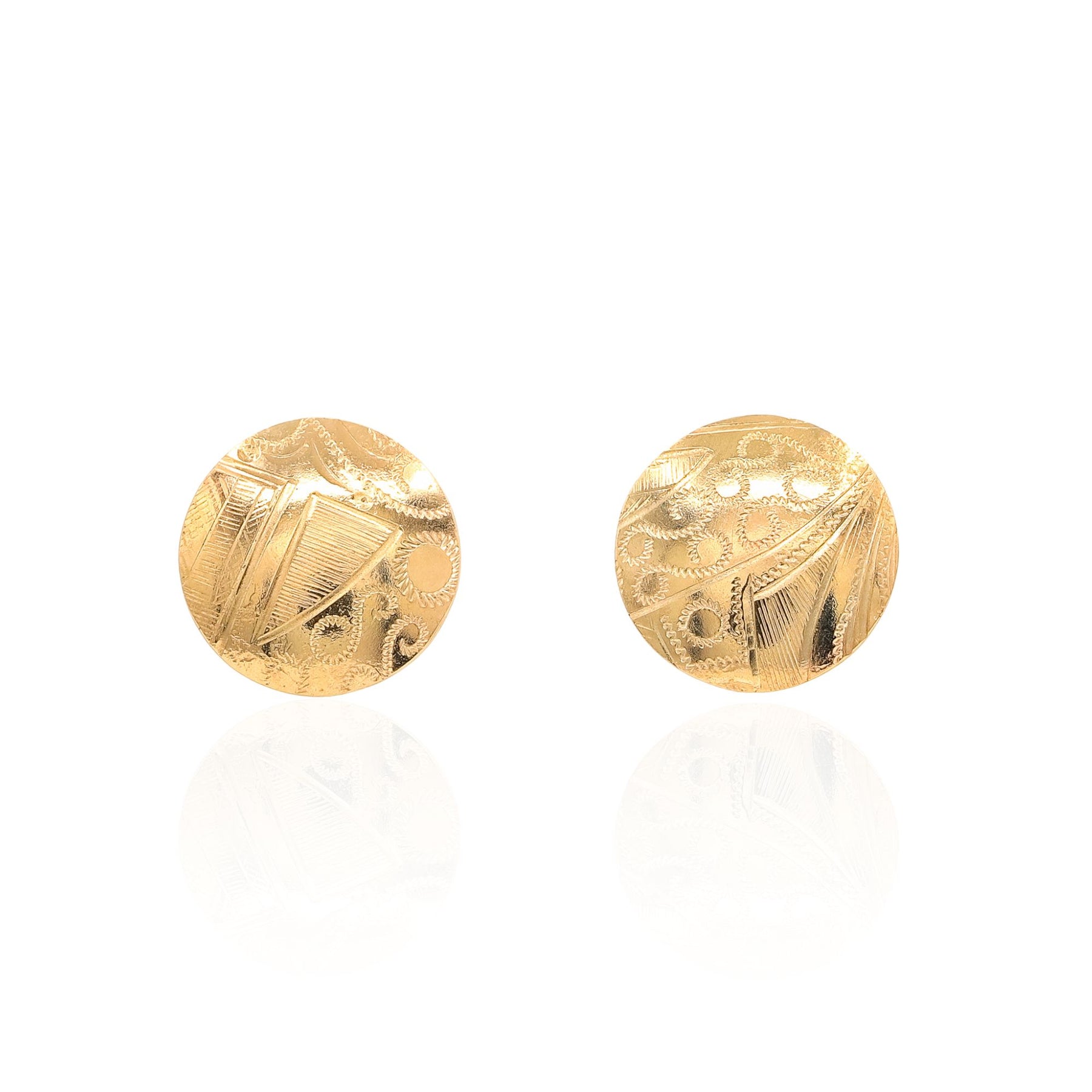 ESTATE JENNY LIN UPCYCLED 14K YELLOW GOLD DISC STUD EARRINGS
