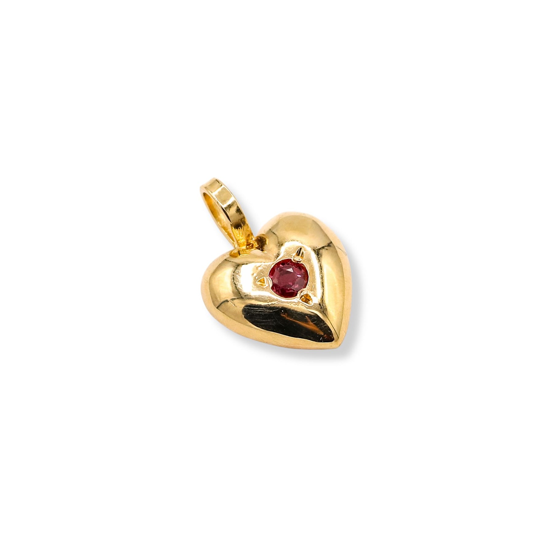 ESTATE JENNY LIN UPCYCLED 14K YELLOW GOLD RUBY ACCENTED HEART PENDANT