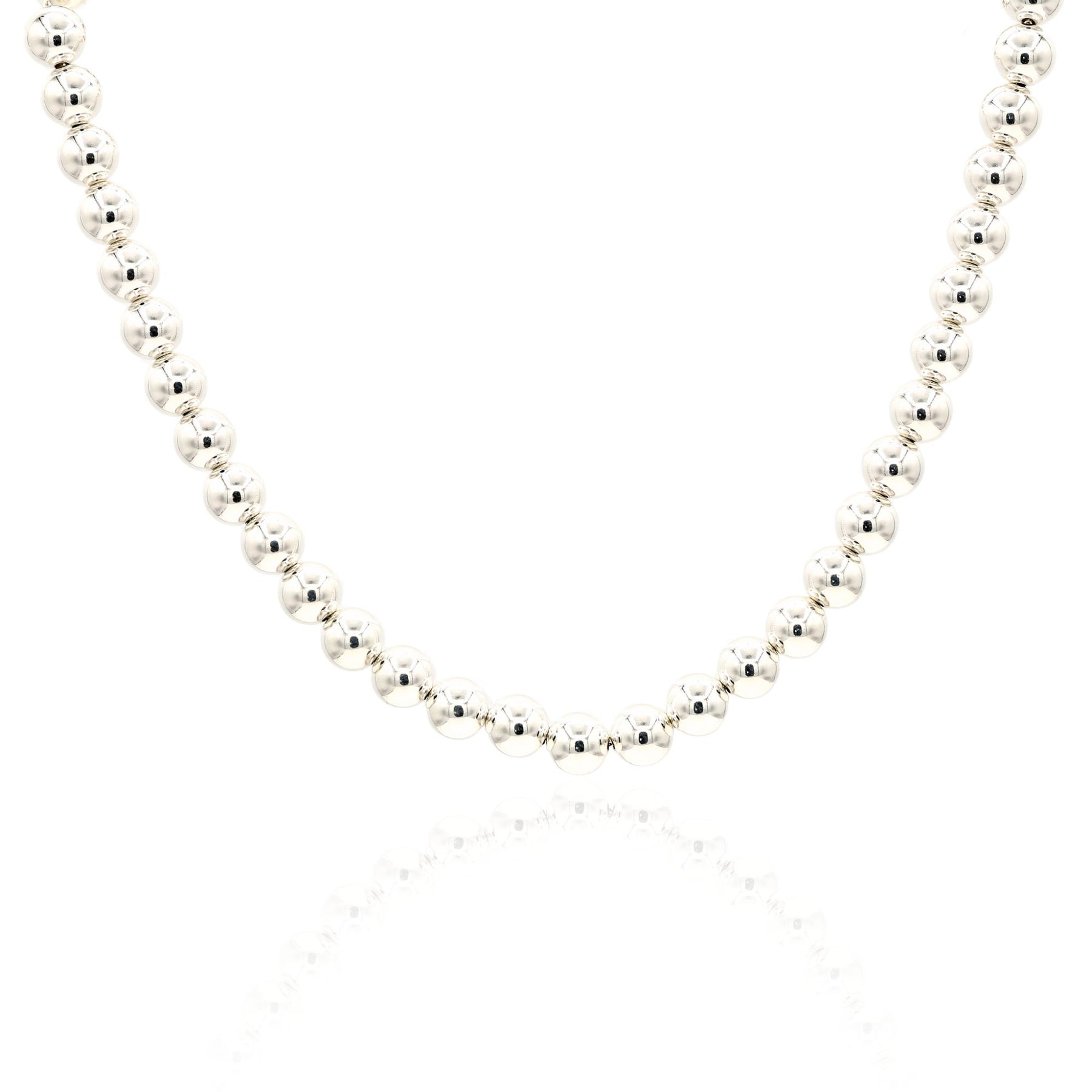  ESTATE STERLING SILVER 19-INCH BEAD NECKLACE