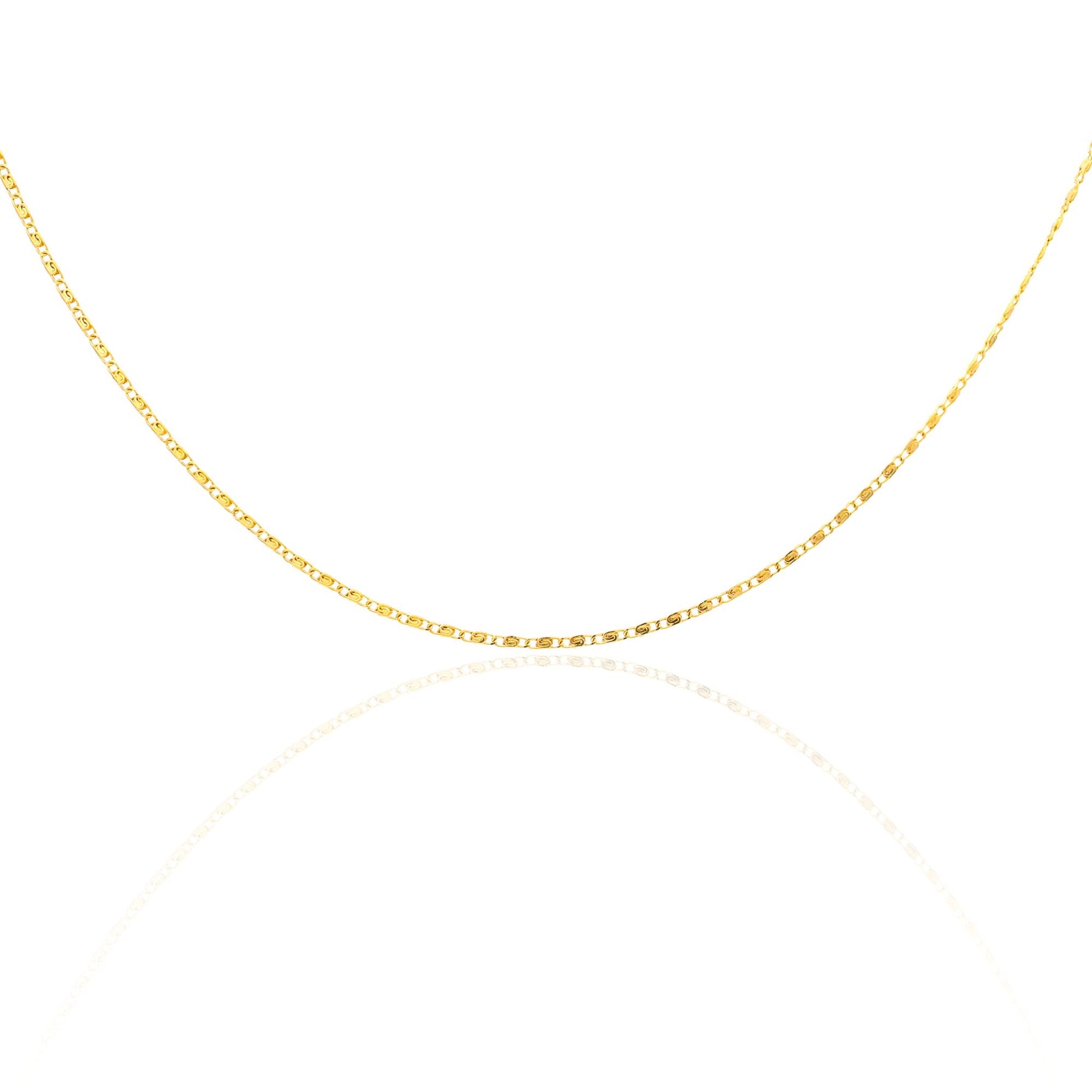 ESTATE 18K YELLOW GOLD FLAT SWIRLED LINK CHAIN NECKLACE