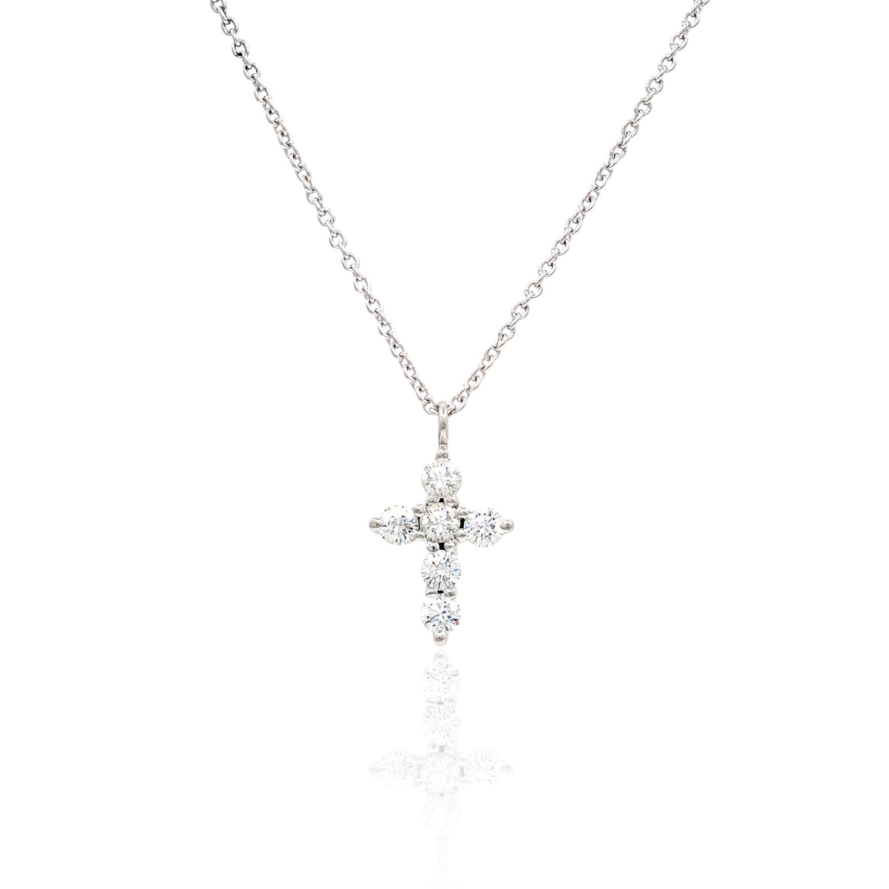 ESTATE PLATINUM DIAMOND CROSS NECKLACE 0.35CTW