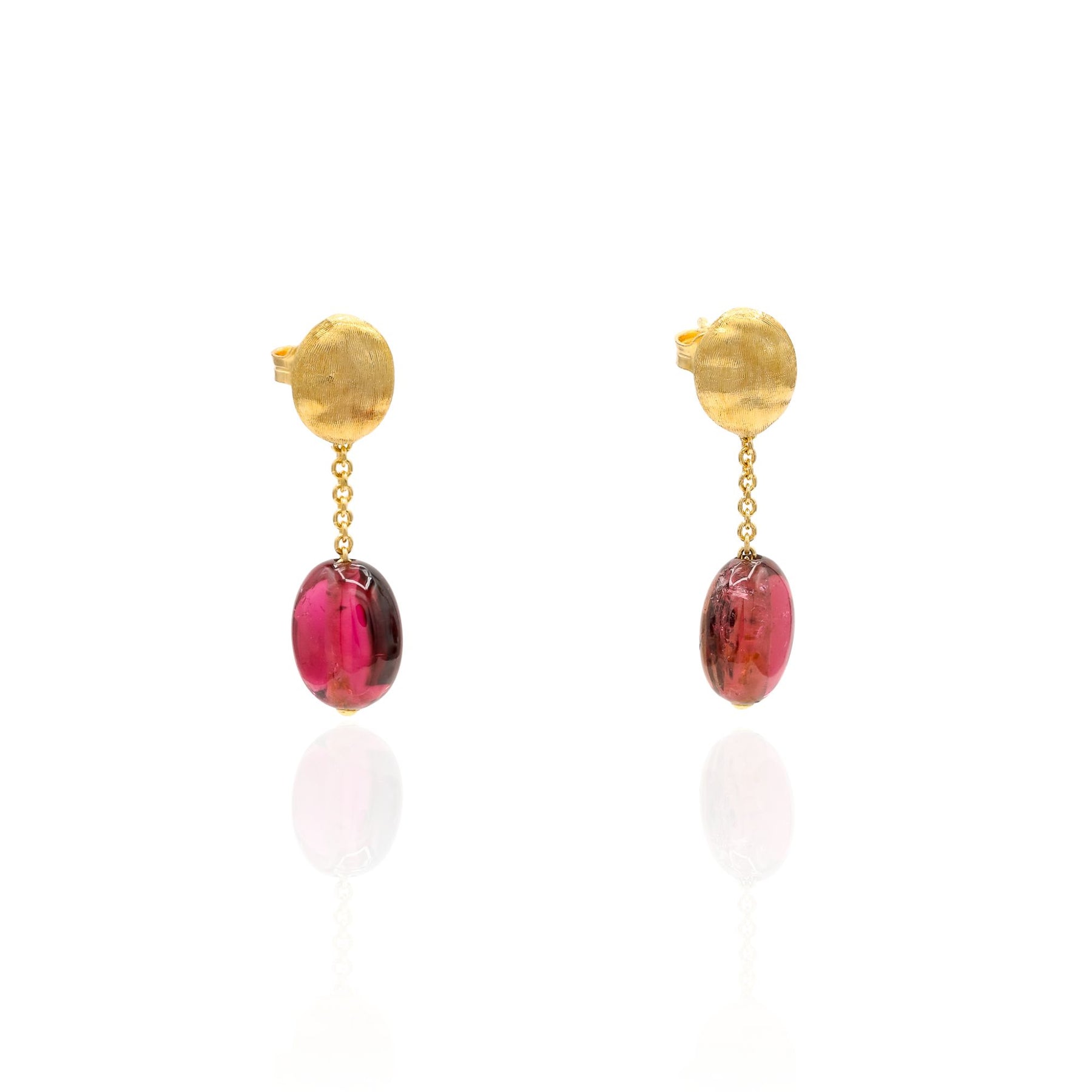 ESTATE MARCO BICEGO 18K YELLOW GOLD PINK TOURMALINE DANGLE EARRINGS