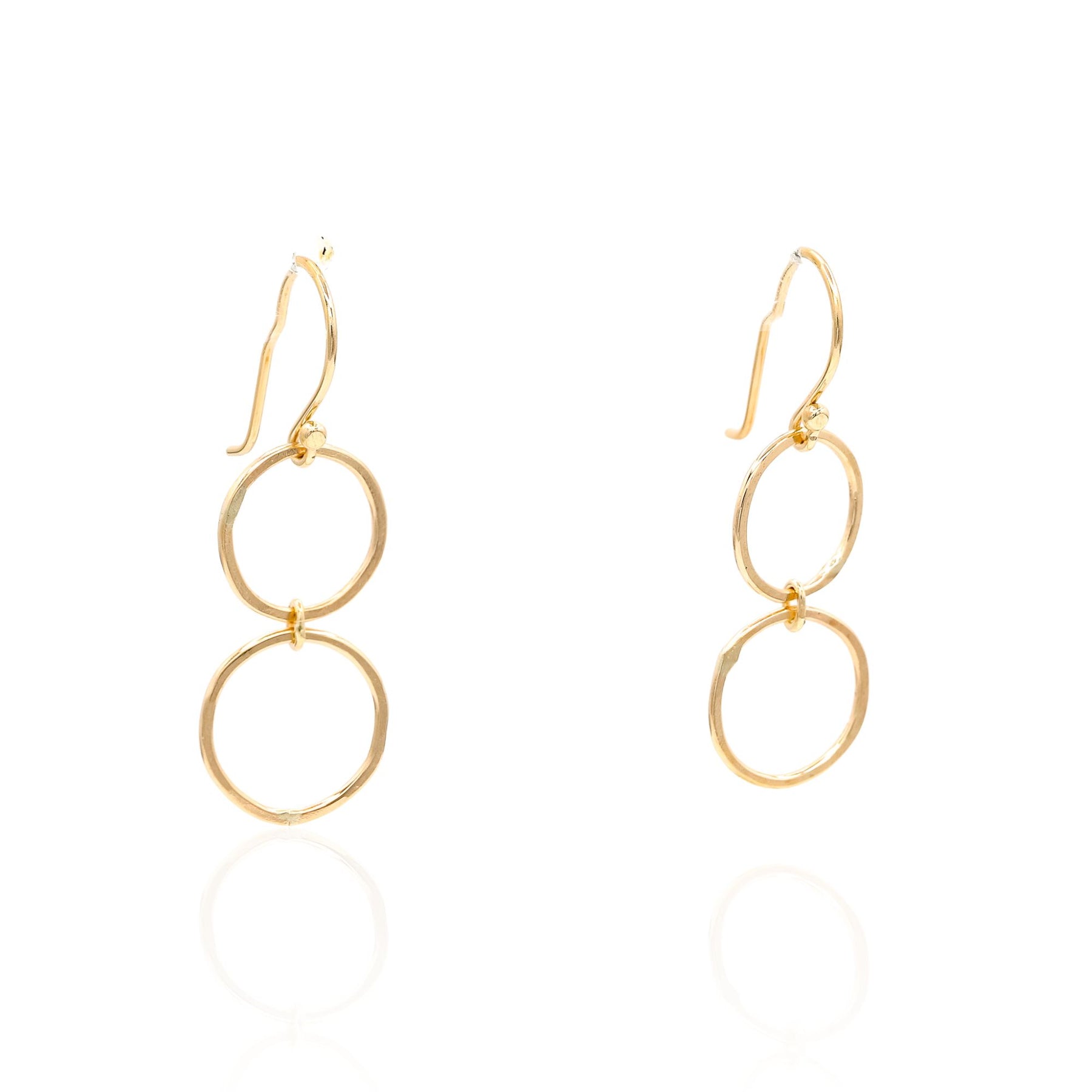 ESTATE JENNY LIN UPCYCLED 14K YELLOW GOLD CIRCLE DANGLE EARRINGS