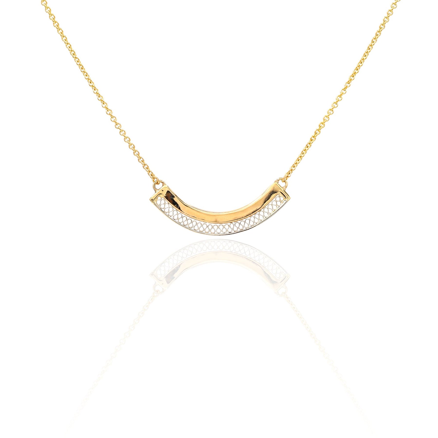 ESTATE JENNY LIN UPCYCLED 14K YELLOW GOLD CURVED BAR NECKLACE
